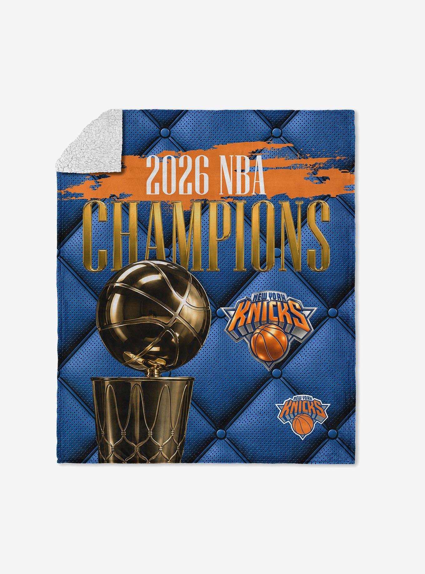 New York Knicks 2026 NBA Champions Noble Silk Touch Sherpa Throw Blanket, , hi-res