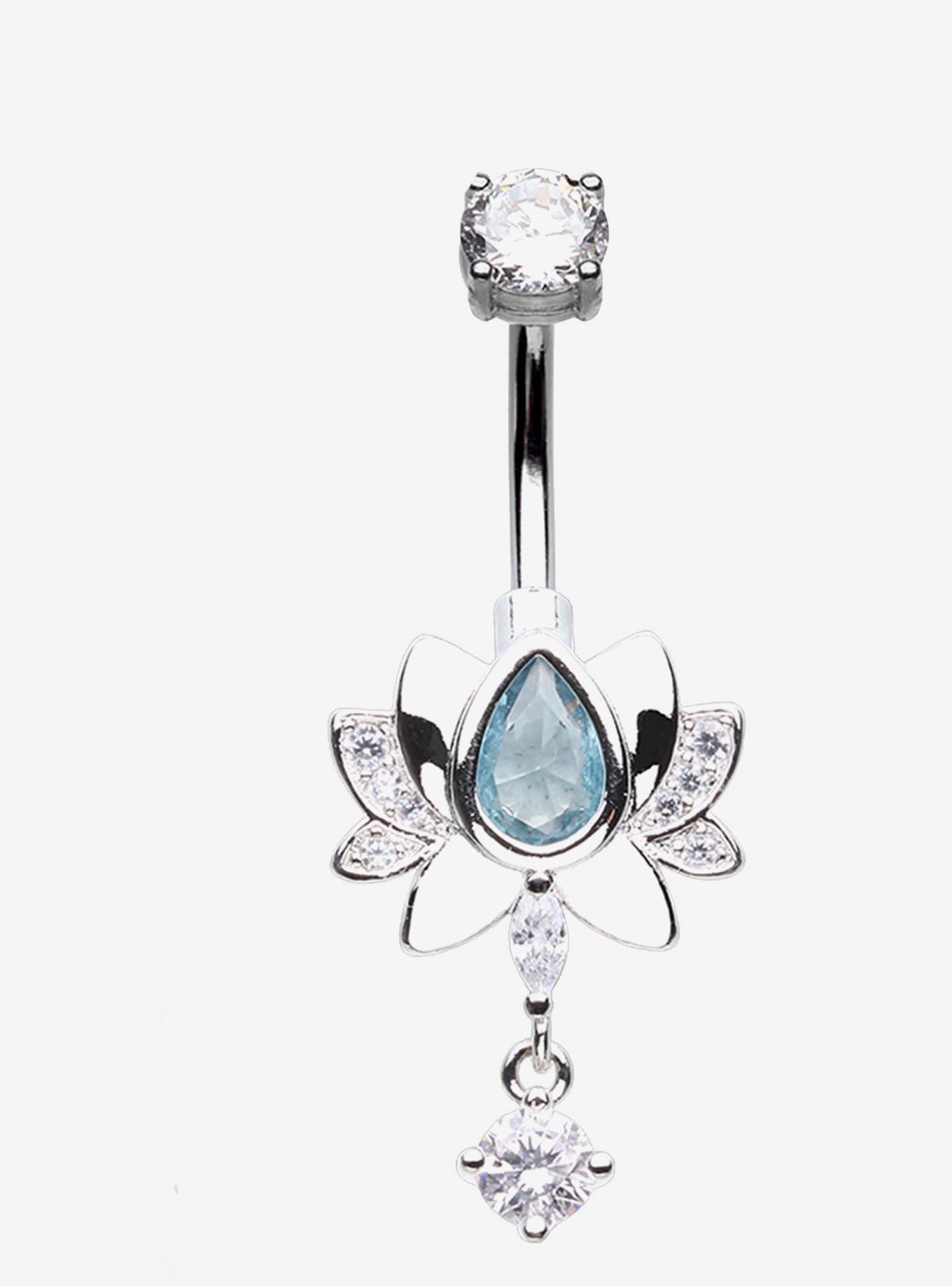 Steel Bling Lotus Navel Barbell, , hi-res