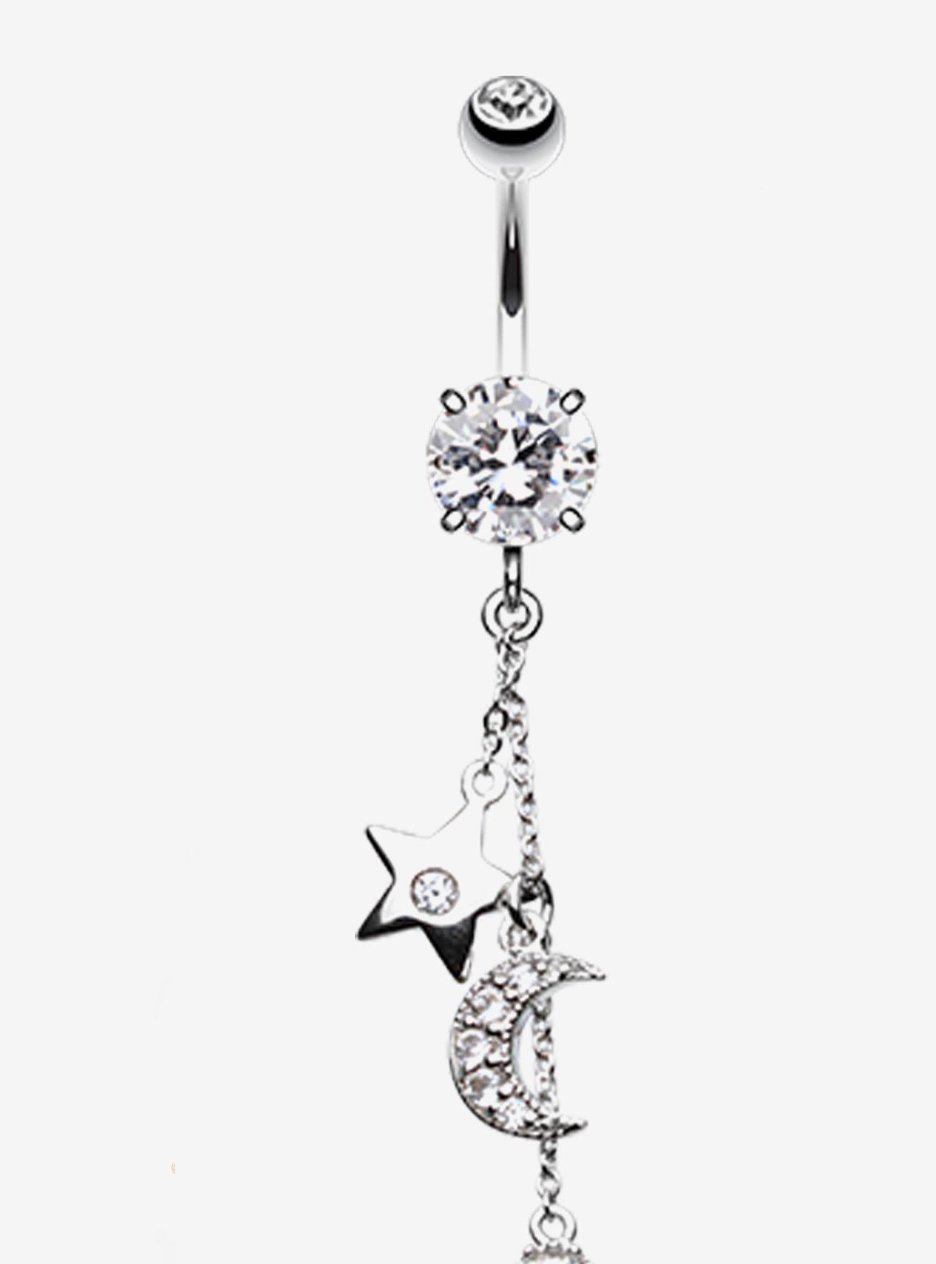 Steel Celestial Dangle Navel Barbell, , hi-res