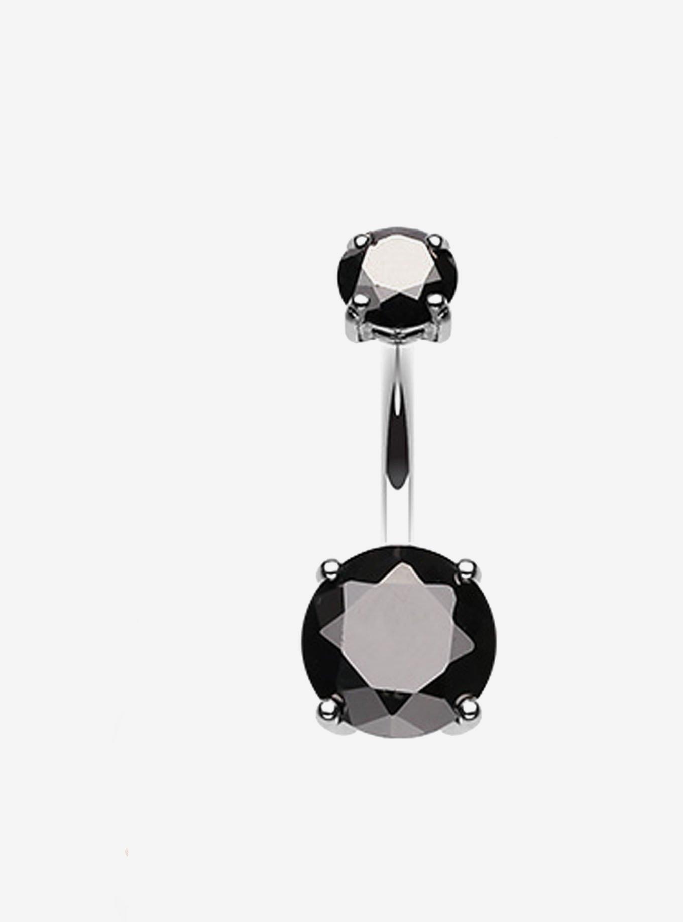 Steel Black Gem Navel Barbell, , hi-res