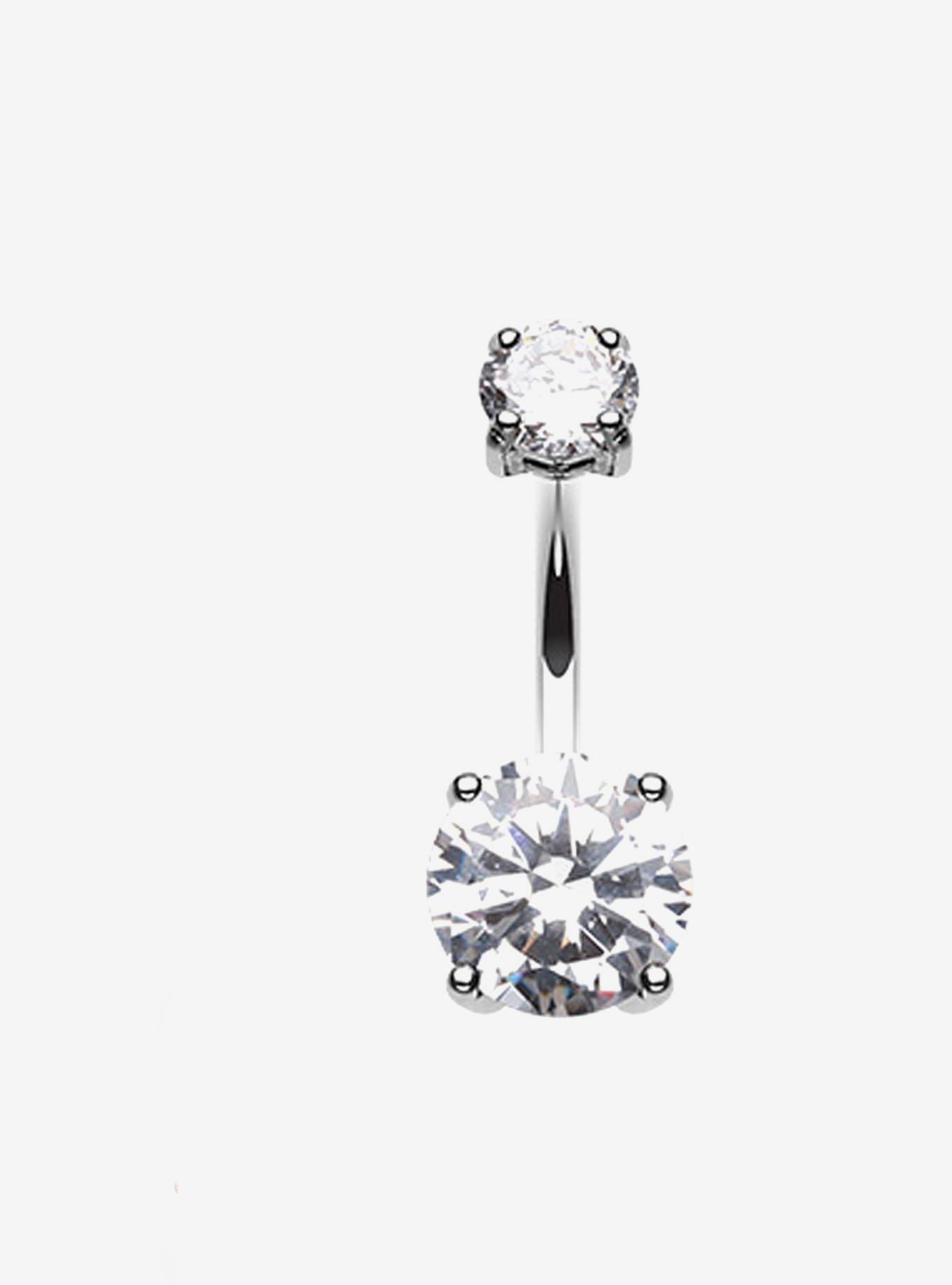 Steel Clear Gem Navel Barbell, , hi-res
