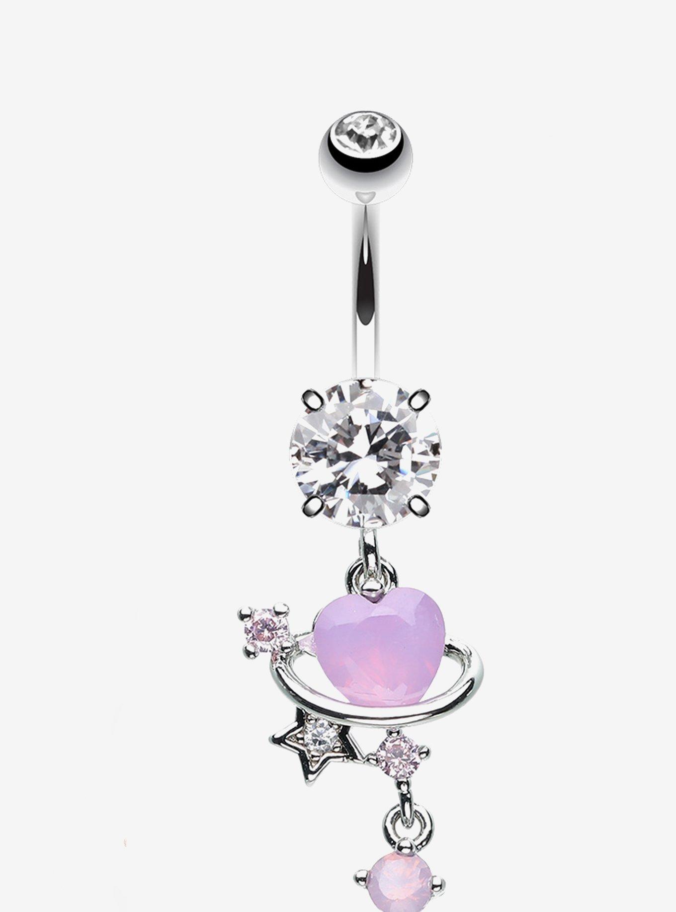 Steel Heart Planet Navel Barbell, , hi-res