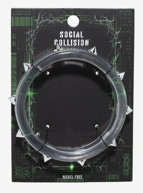 Social Collision Clear Spike Bangle Bracelet | Hot Topic