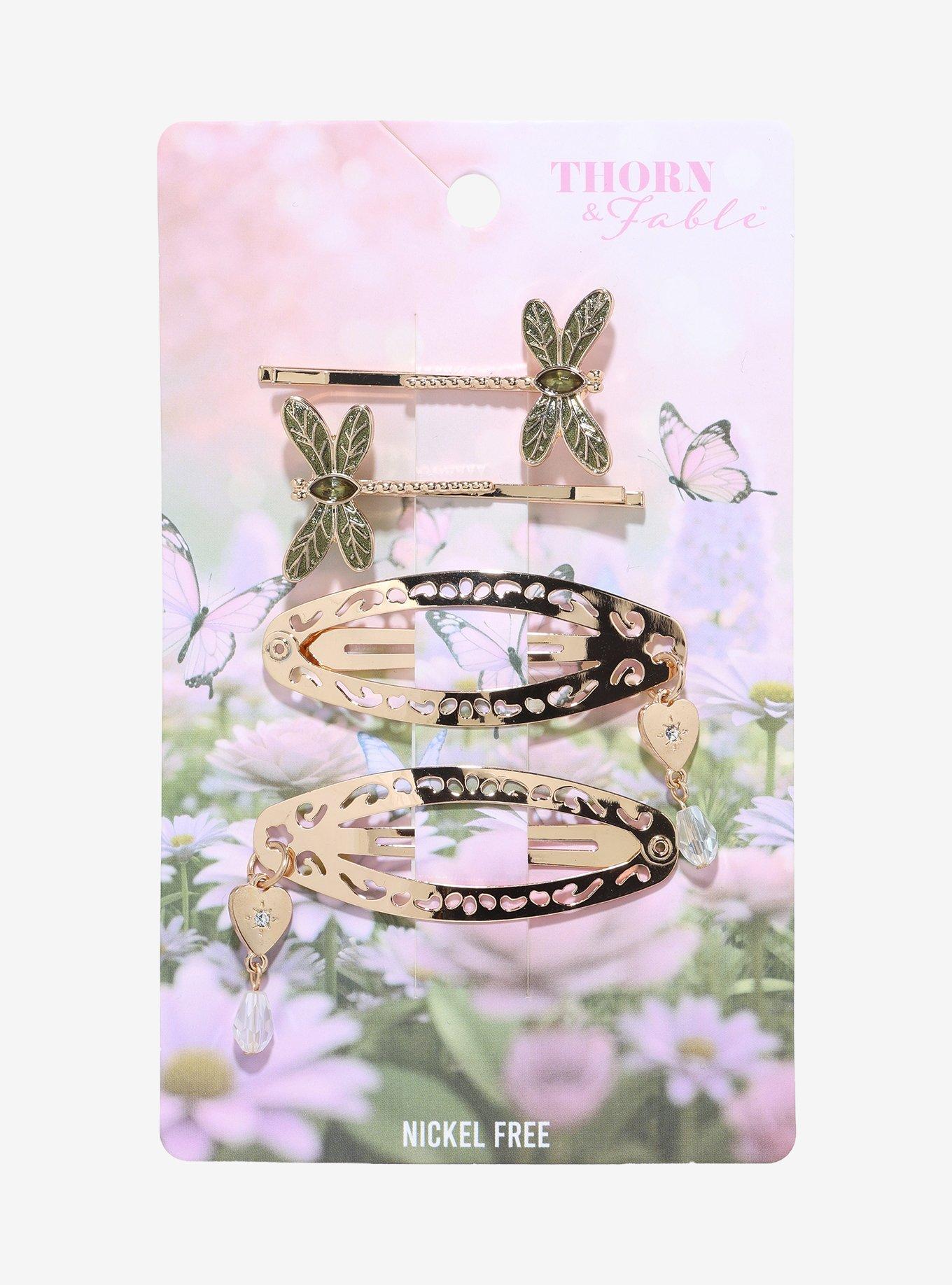 Thorn & Fable Dragonfly Gold Hair Clip Set