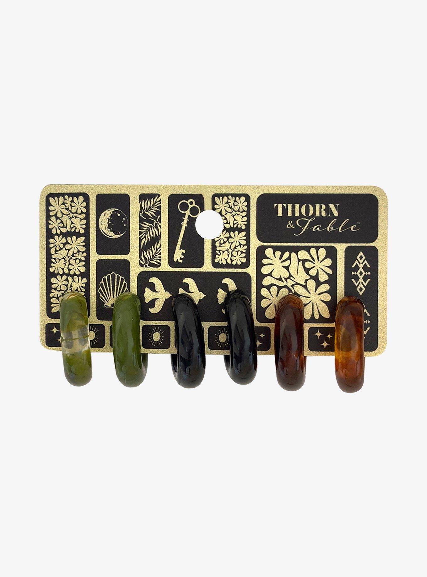 Thorn & Fable Earth-Tone Chunky Mini Hoop Earring Set