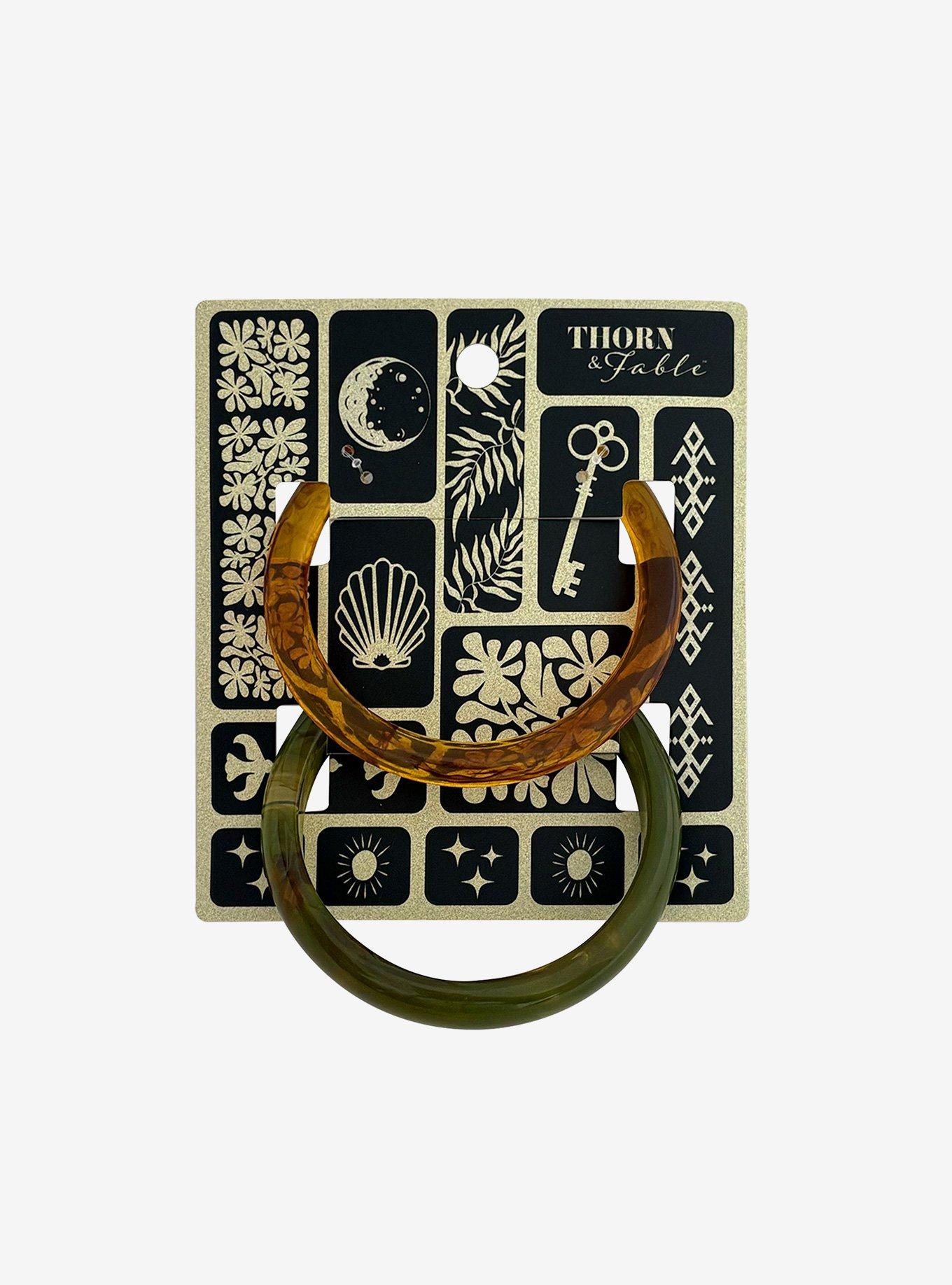 Thorn & Fable Green & Brown Bangle Bracelet Set