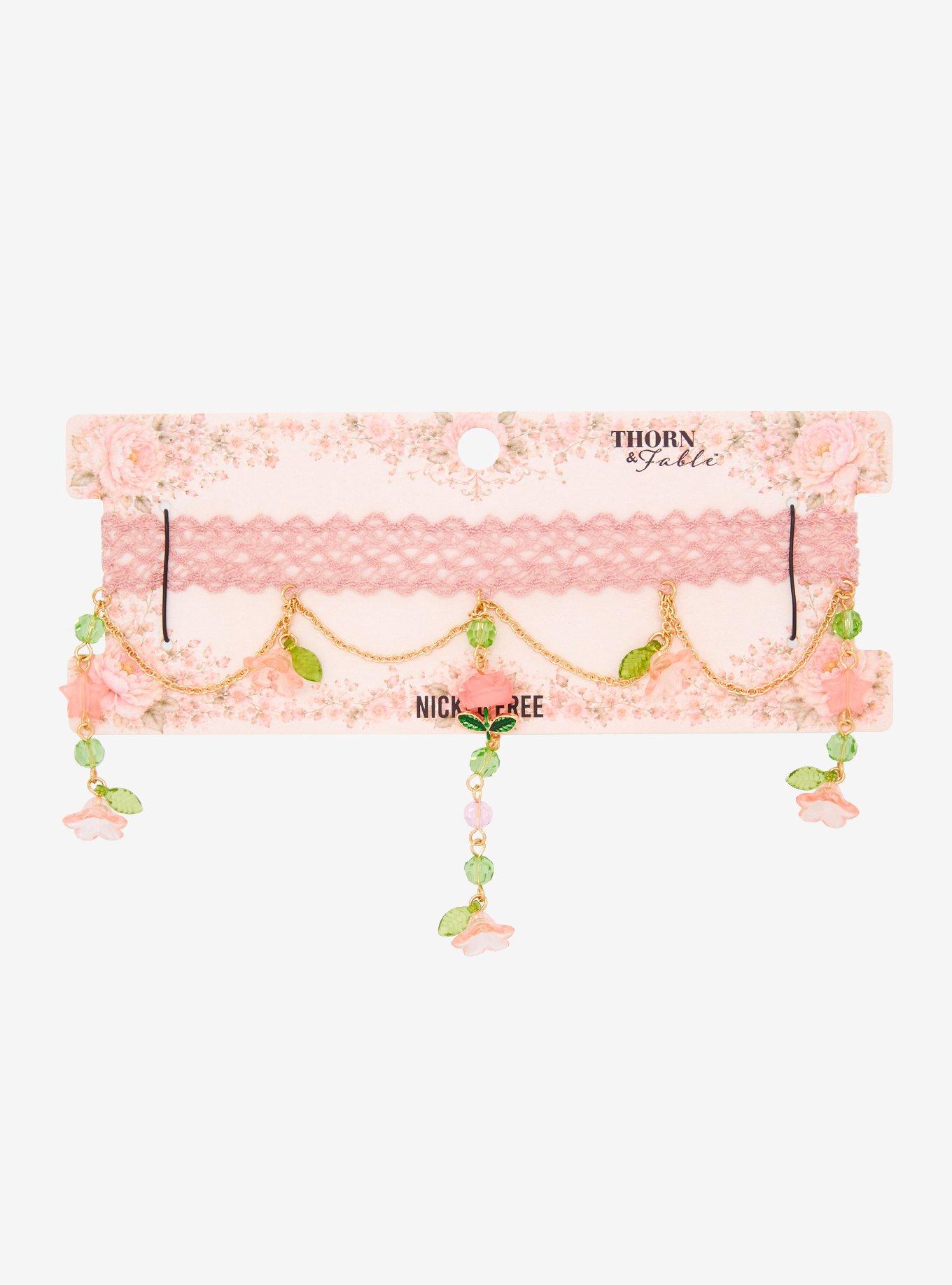 Thorn & Fable Pink Floral Lace Choker | Hot Topic
