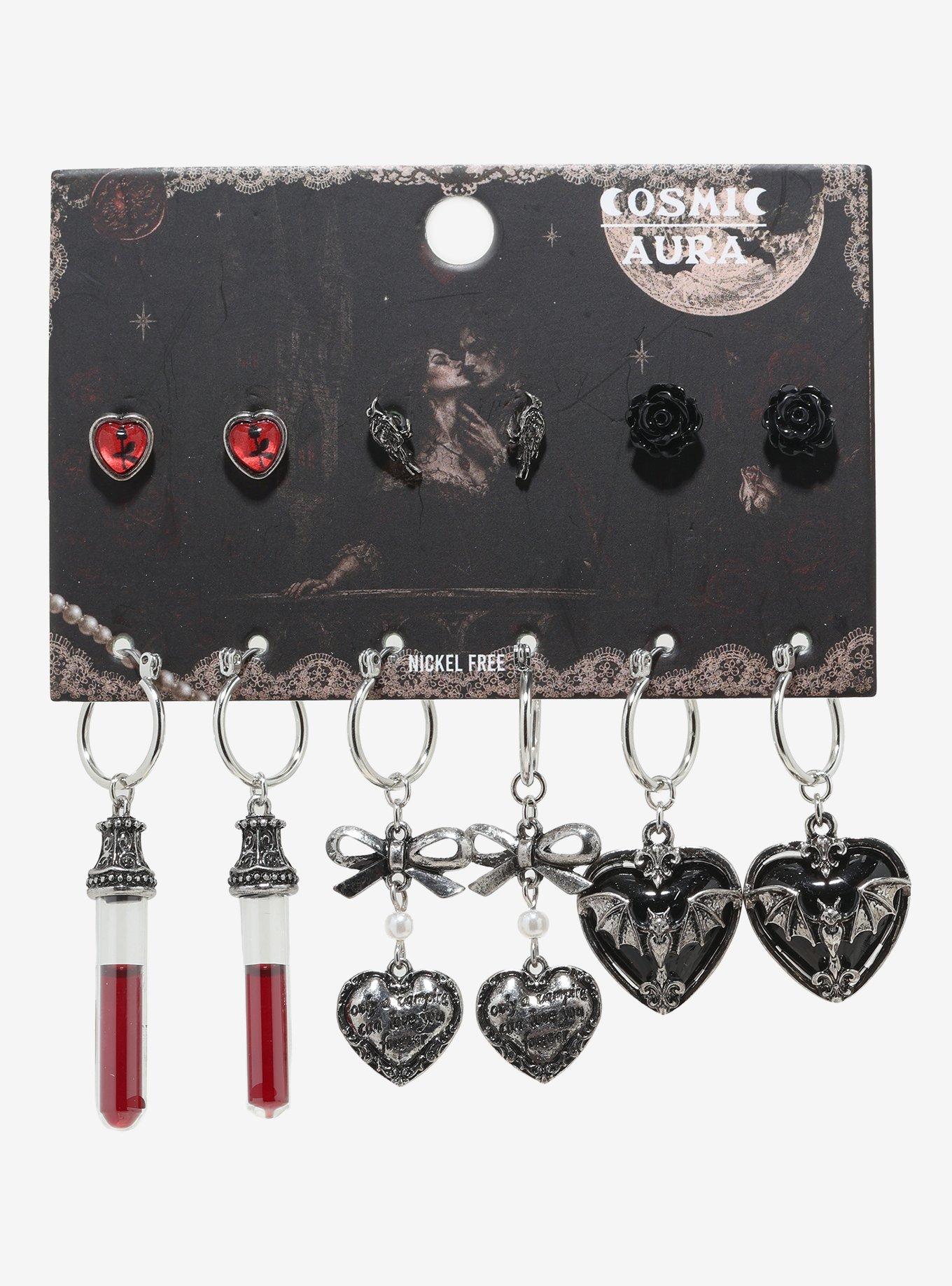 Cosmic Aura Vampire Blood Heart Earring Set