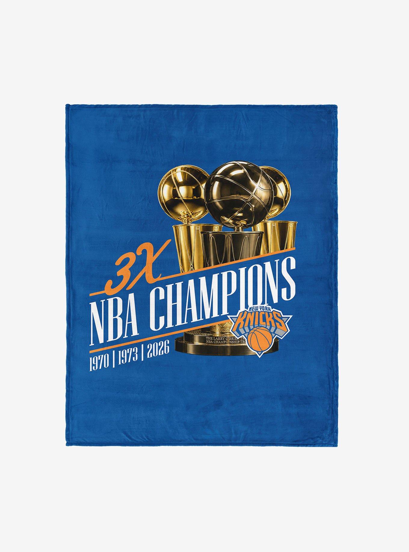 New York Knicks 2026 NBA Multi-Champs Runback Silk Touch Throw Blanket, , hi-res