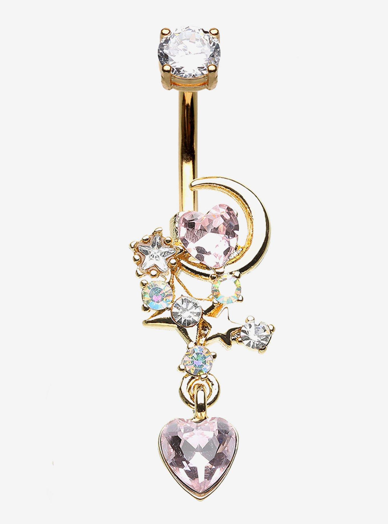 Steel Celestial Cluster Navel Barbell, , hi-res