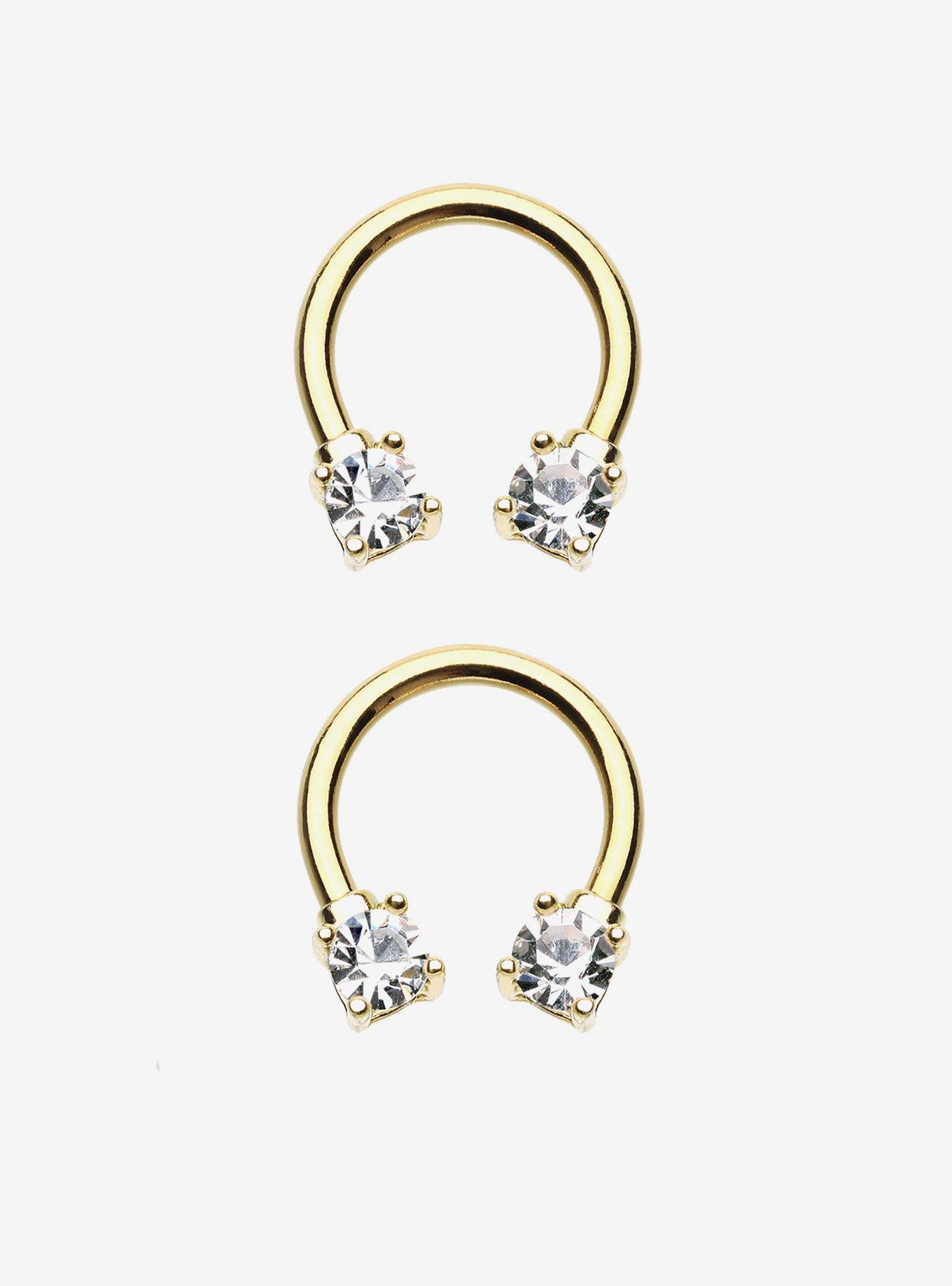 Steel Gold Bling Circular Barbell 2 Pack, , hi-res