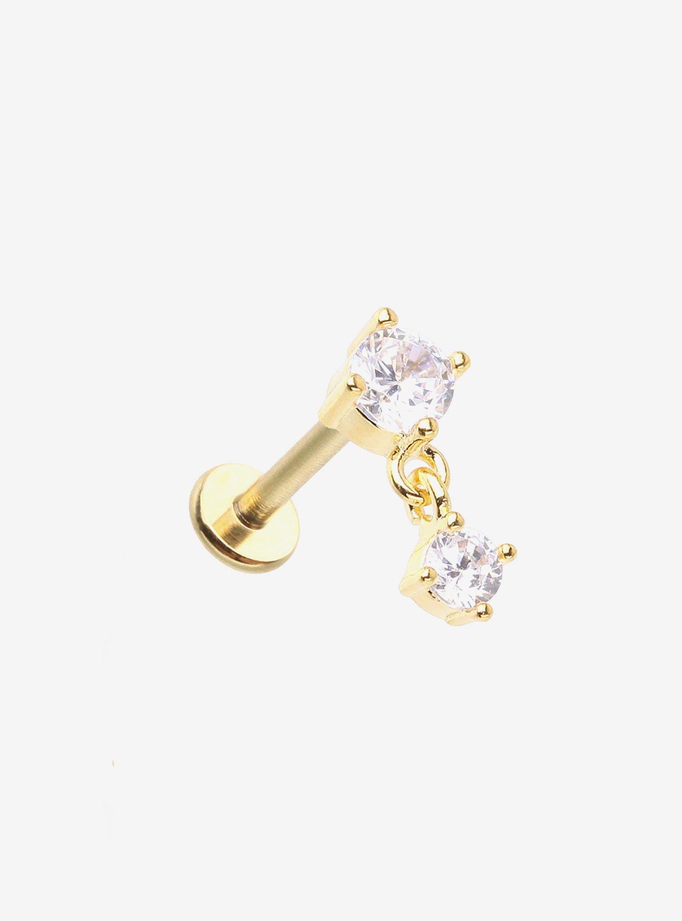 Steel Gold Bling Labret Stud, , hi-res