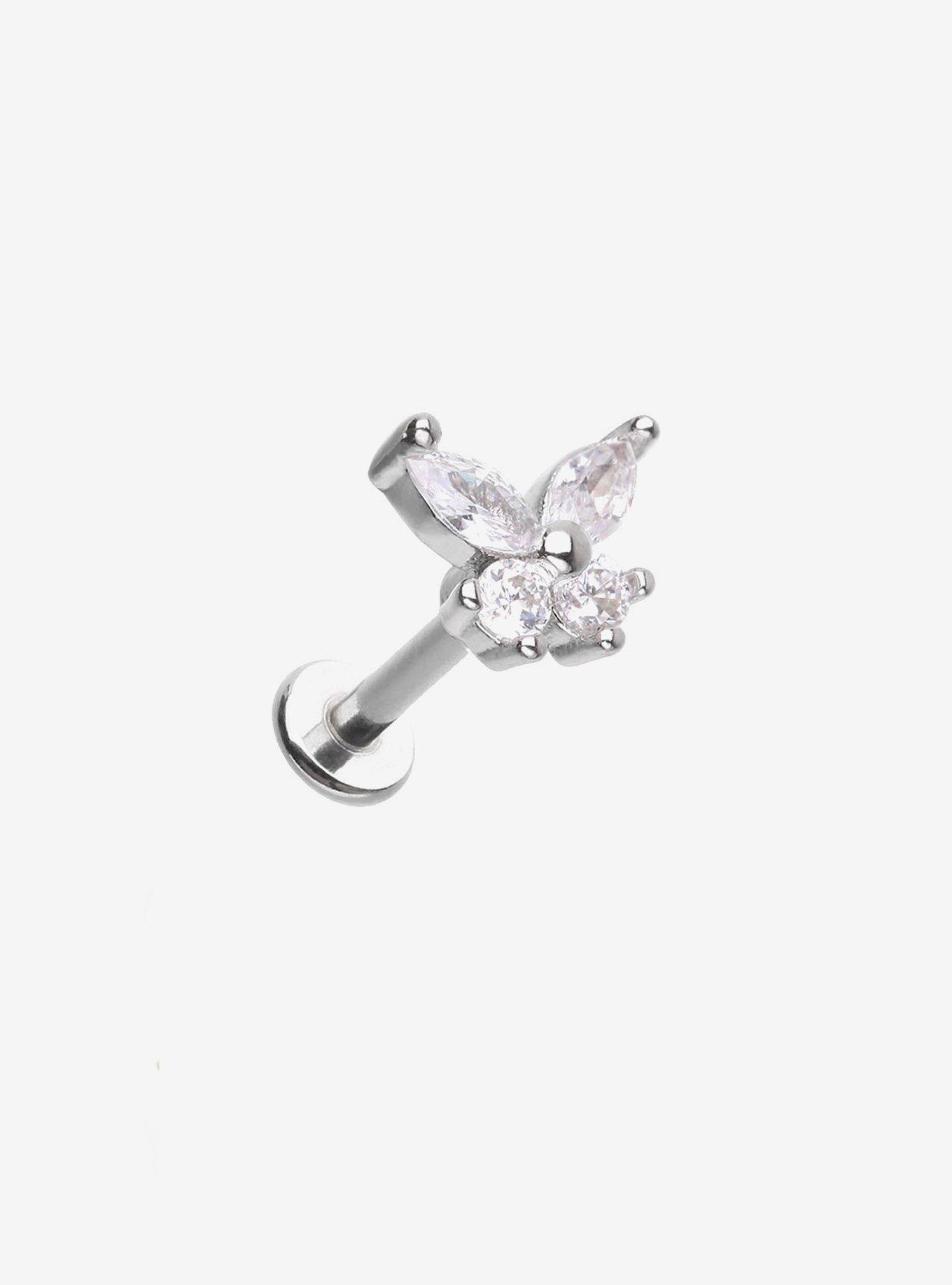 Steel Bling Butterfly Labret Stud, , hi-res