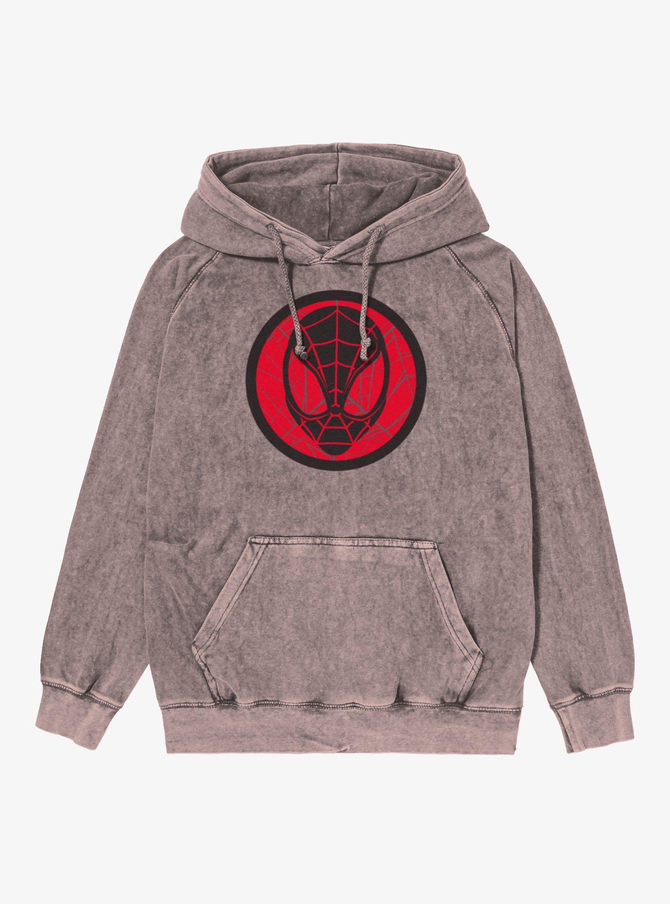 Marvel Spider-Man Black And Red Face Mineral Wash Hoodie, , hi-res