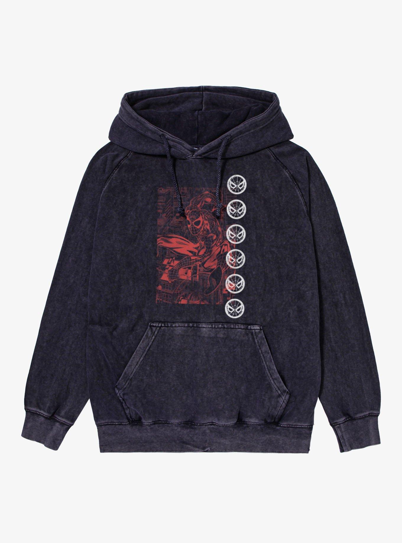 Marvel Retro Spider-Man Red Ink Panel Mineral Wash Hoodie, , hi-res