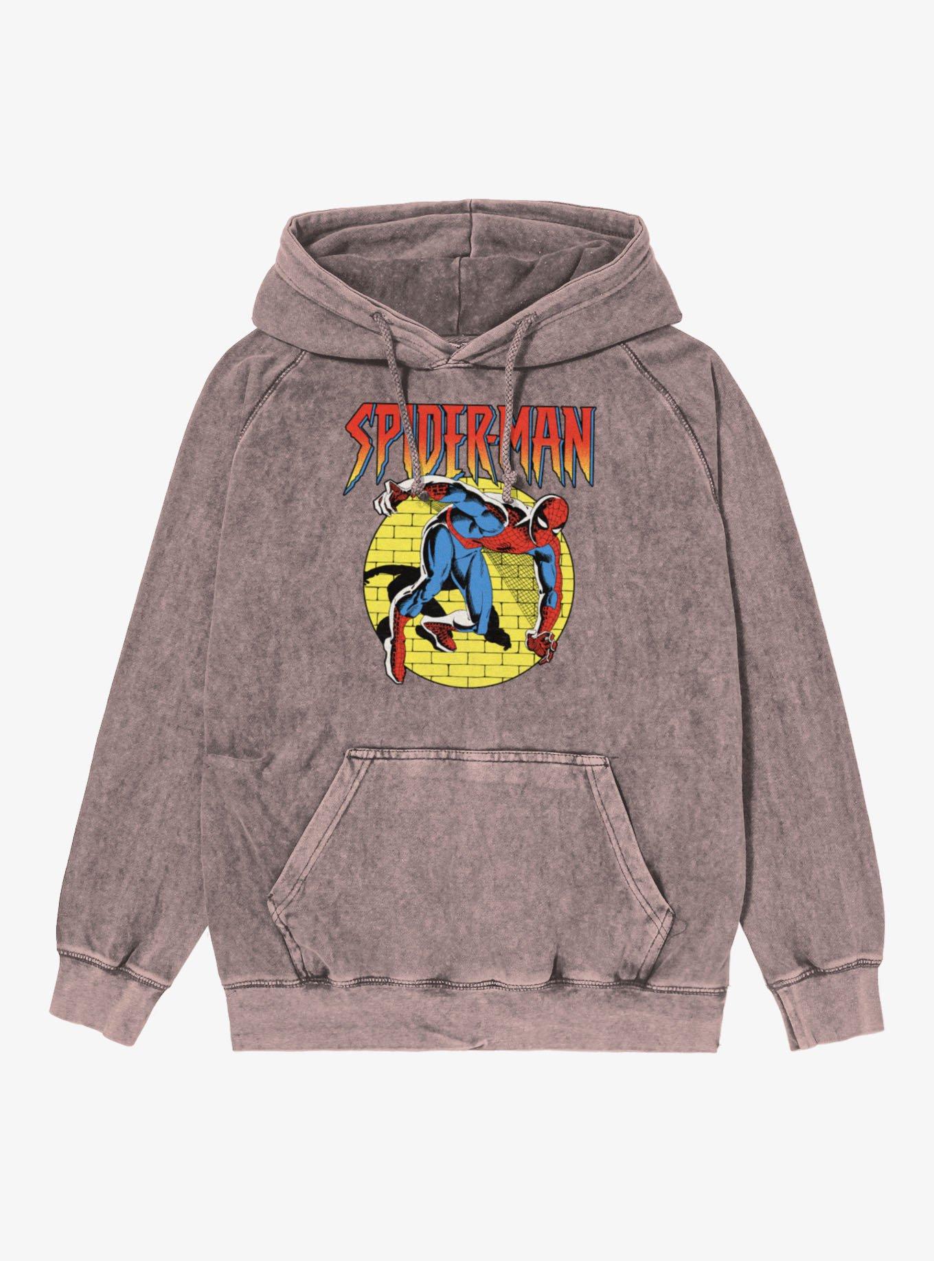 Marvel Retro Spider-Man Yellow Brick Wall Mineral Wash Hoodie, , hi-res