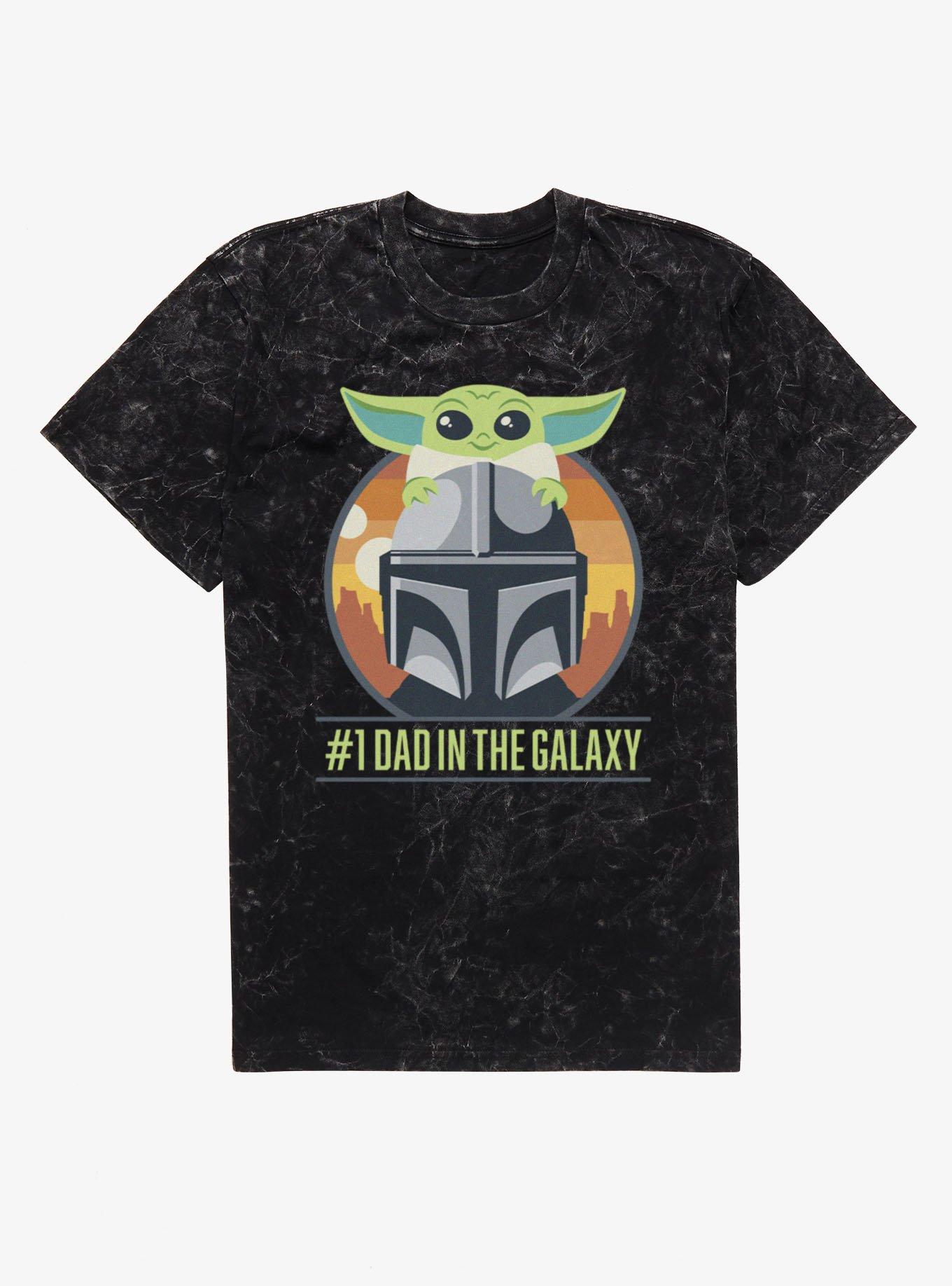Star Wars The Mandalorian Grogu On Number 1 Dad Helmet Mineral Wash T-Shirt, , hi-res