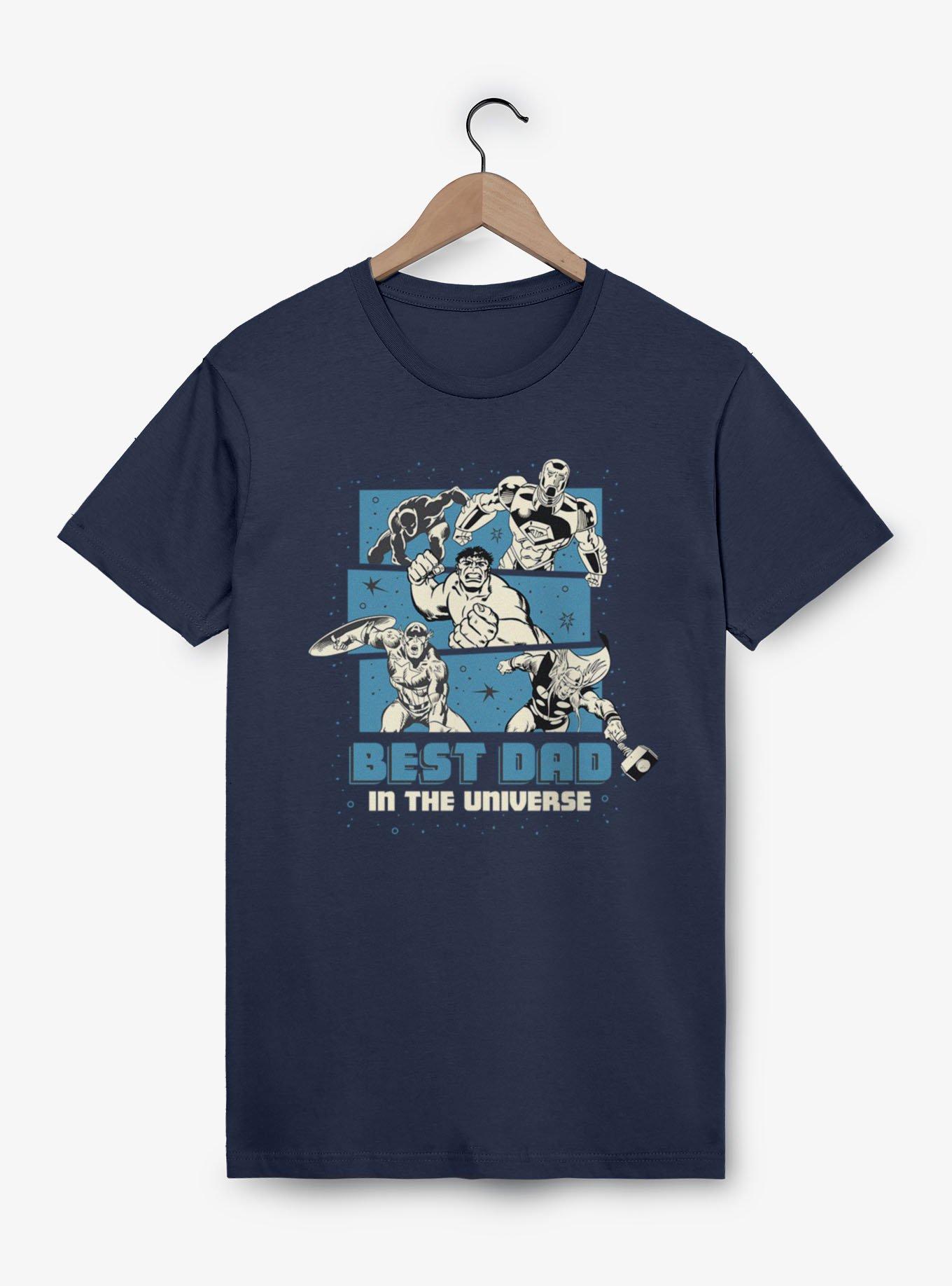 Marvel Comics Retro Best Dad Universe Blue Panel Heros T-Shirt, , hi-res