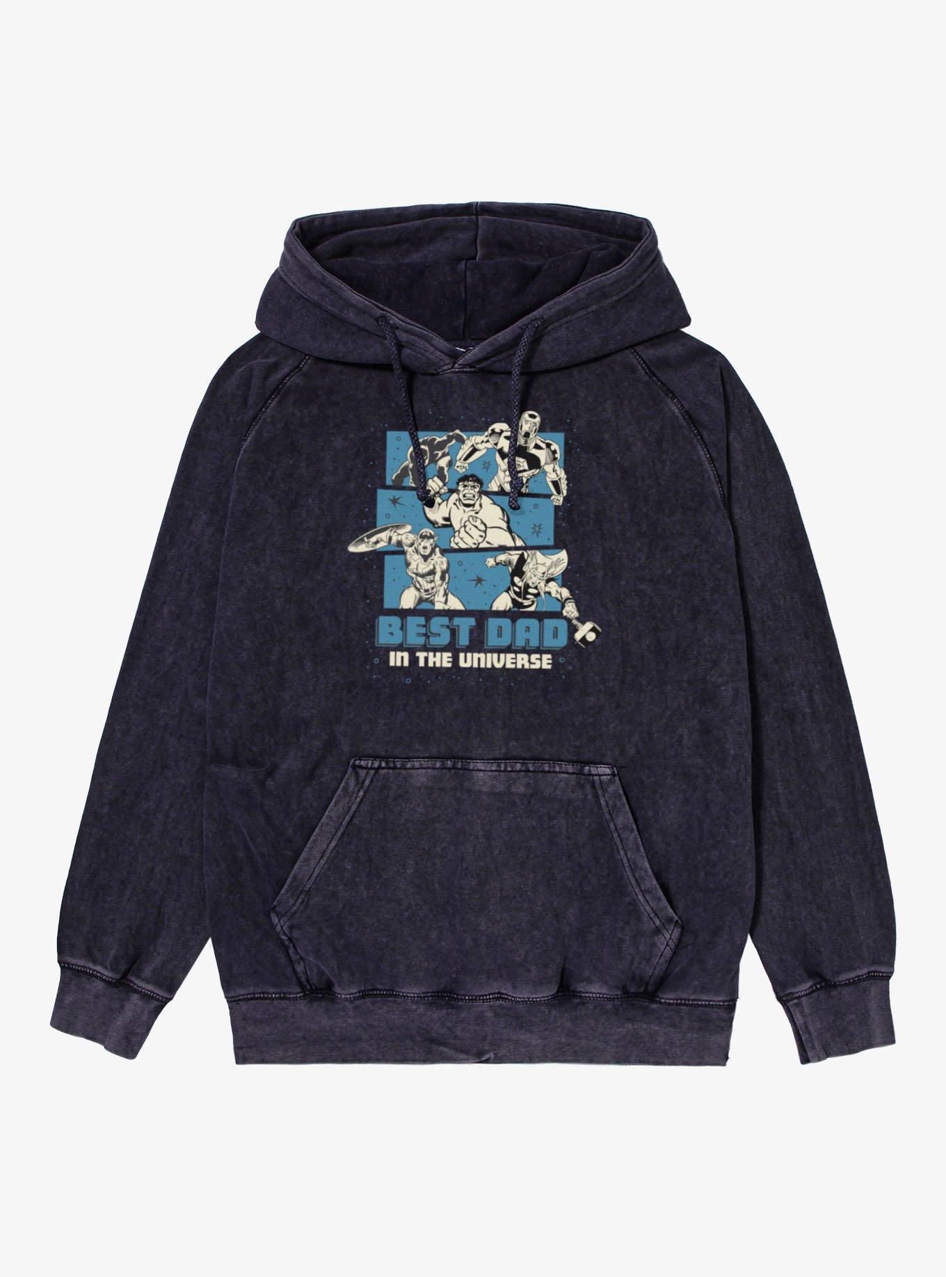 Marvel Comics Retro Best Dad Universe Blue Panel Heros Mineral Wash Hoodie, , hi-res