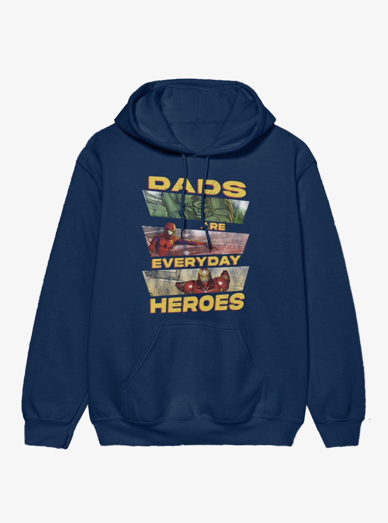 Marvel Comics Retro Dads Are Heroes Panel Hulk Spier-Man Iron Man Hoodie, , hi-res