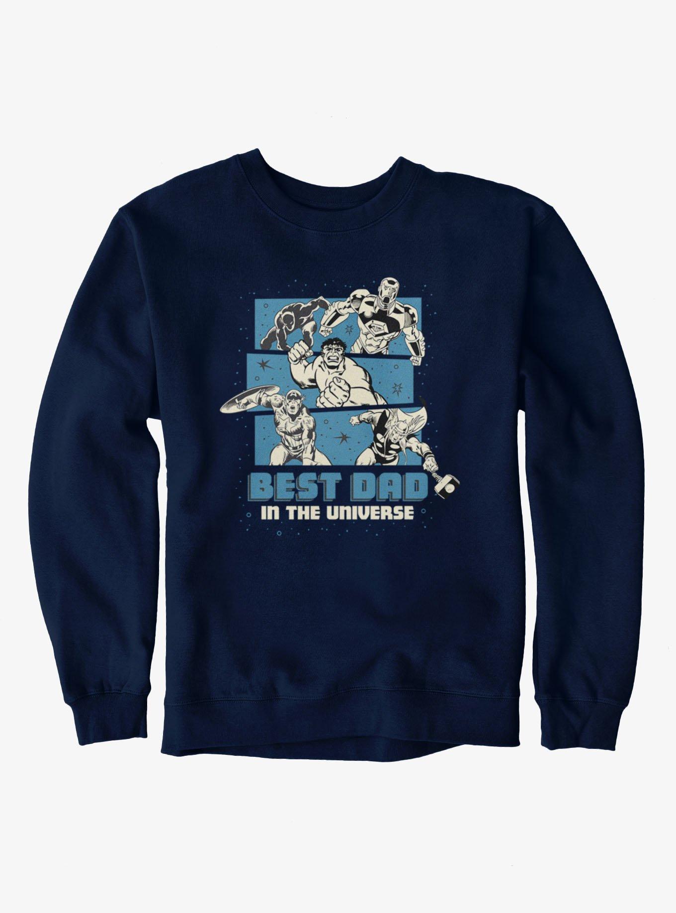 Marvel Comics Retro Best Dad Universe Blue Panel Heros Sweatshirt, , hi-res