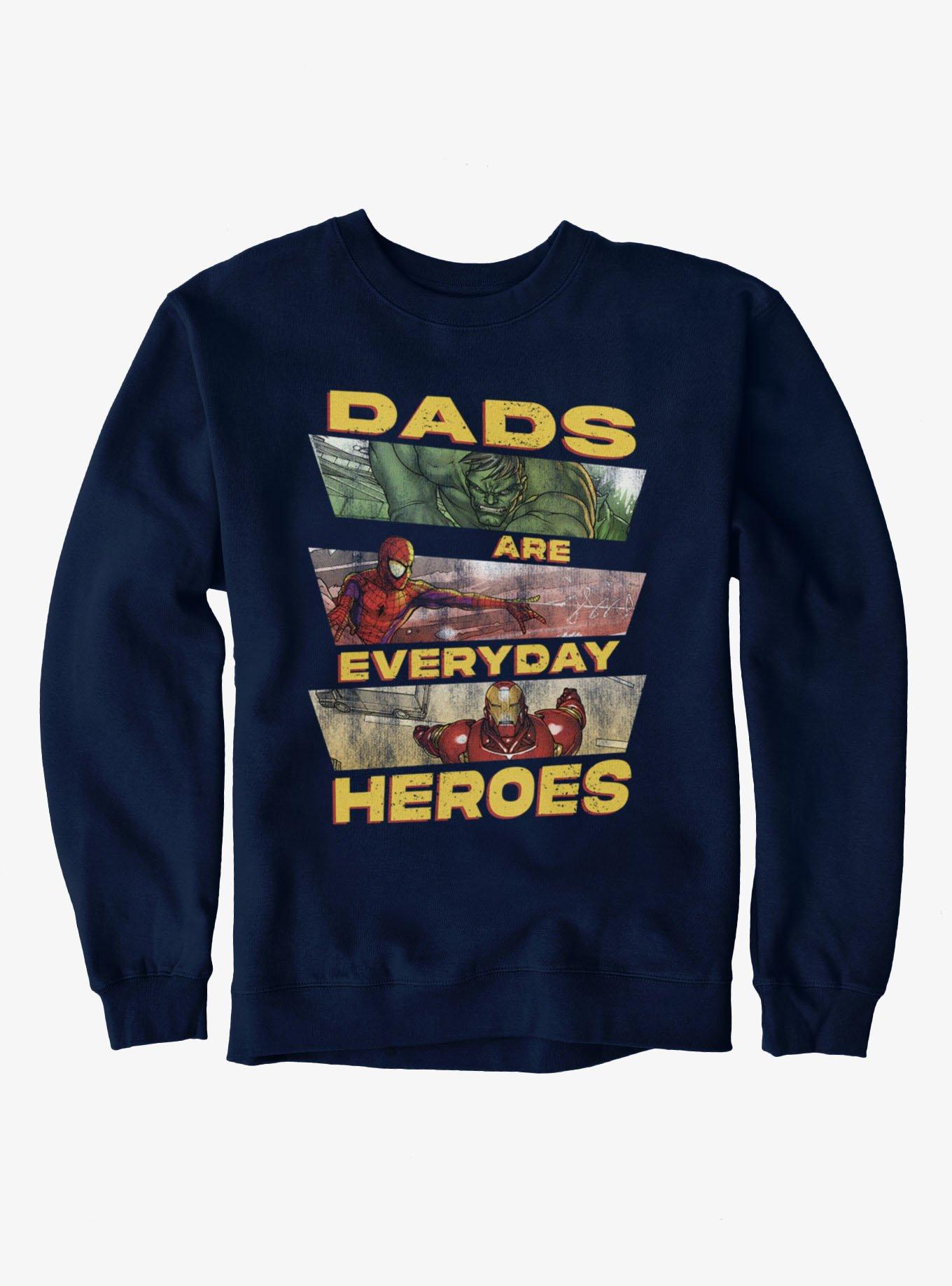 Marvel Comics Retro Dads Are Heroes Panel Hulk Spier-Man Iron Man Sweatshirt, , hi-res