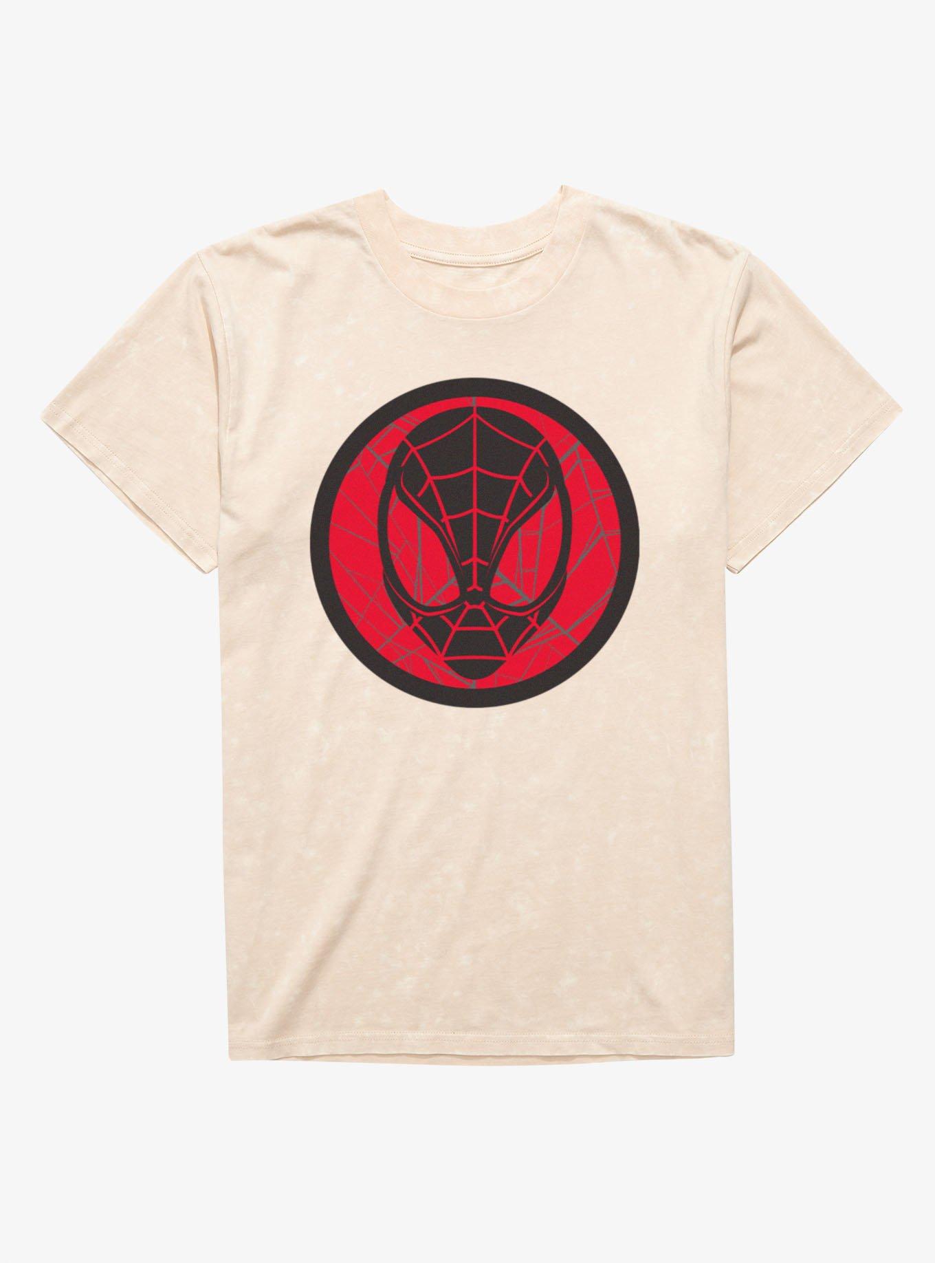 Marvel Spider-Man Black And Red Circle Face Mineral Wash T-Shirt