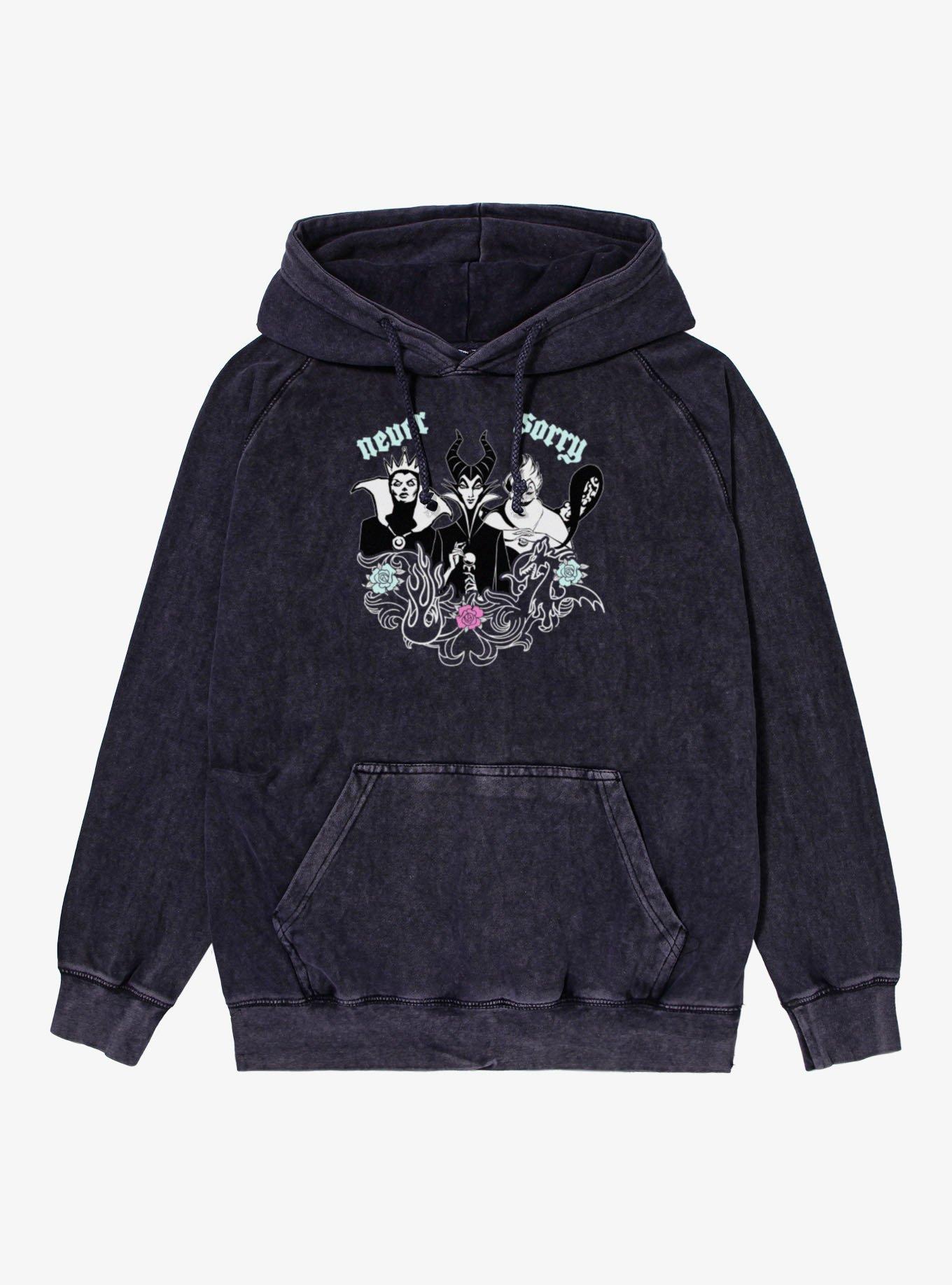Disney Villains Never Sorry Floral Vintage Mineral Washed Hoodie, , hi-res