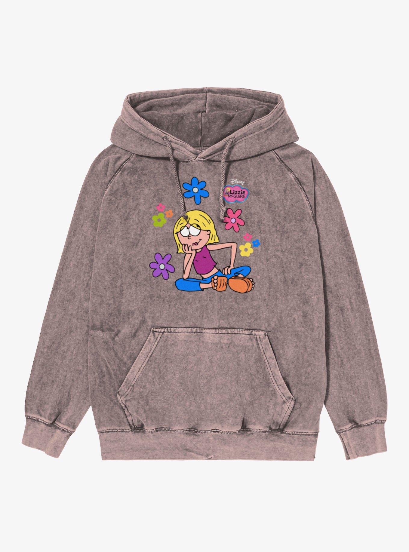 Disney Lizzie McGuire Cartoon Thinking Flowers Vintage Mineral Washed Hoodie, , hi-res