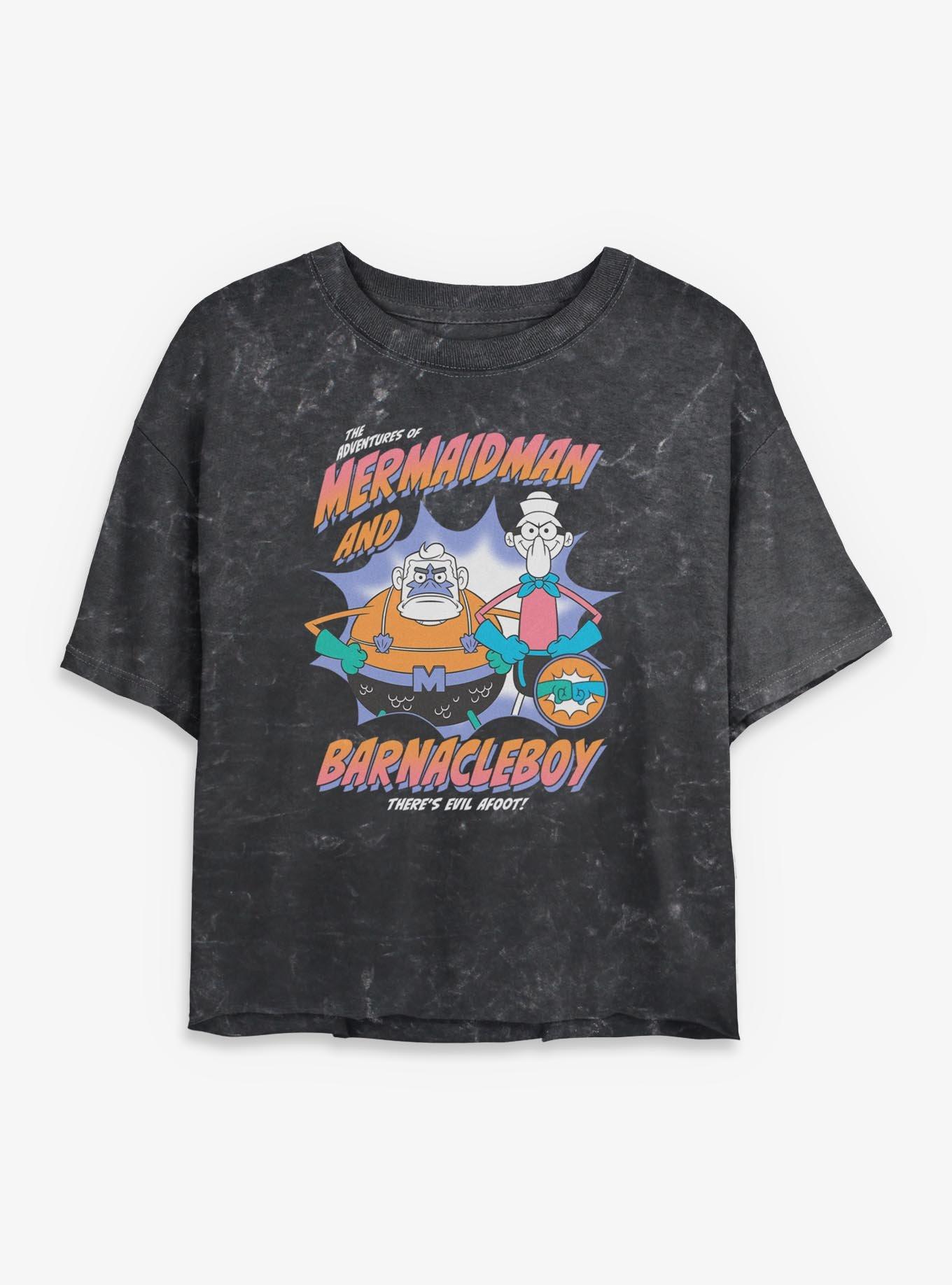 SpongeBob SquarePants Heroes Mineral Wash Womens Crop T-Shirt, , hi-res