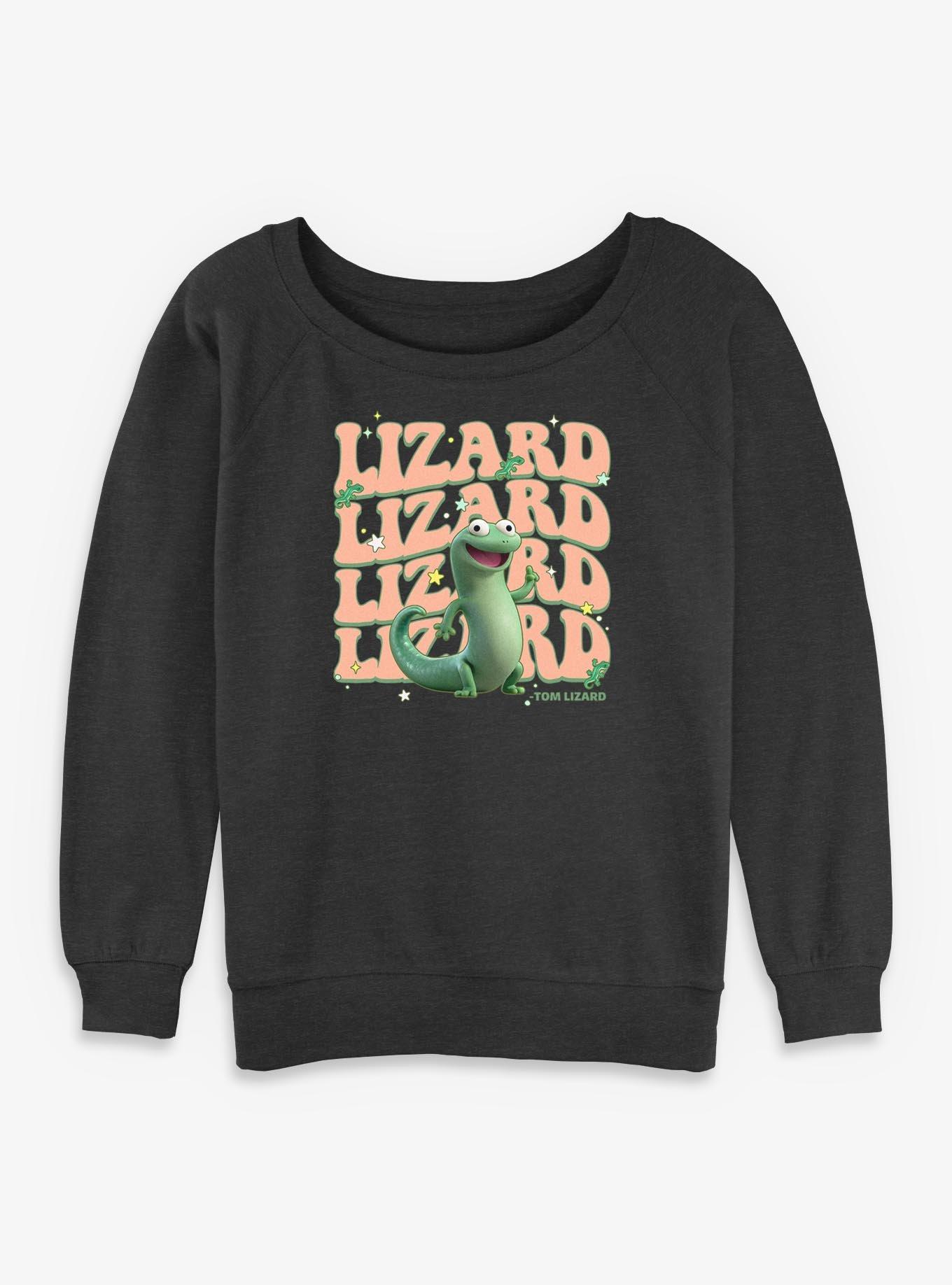 Disney Pixar Hoppers Lizard Lizard Womens Slouchy Sweatshirt, CHAR HTR, hi-res view 1