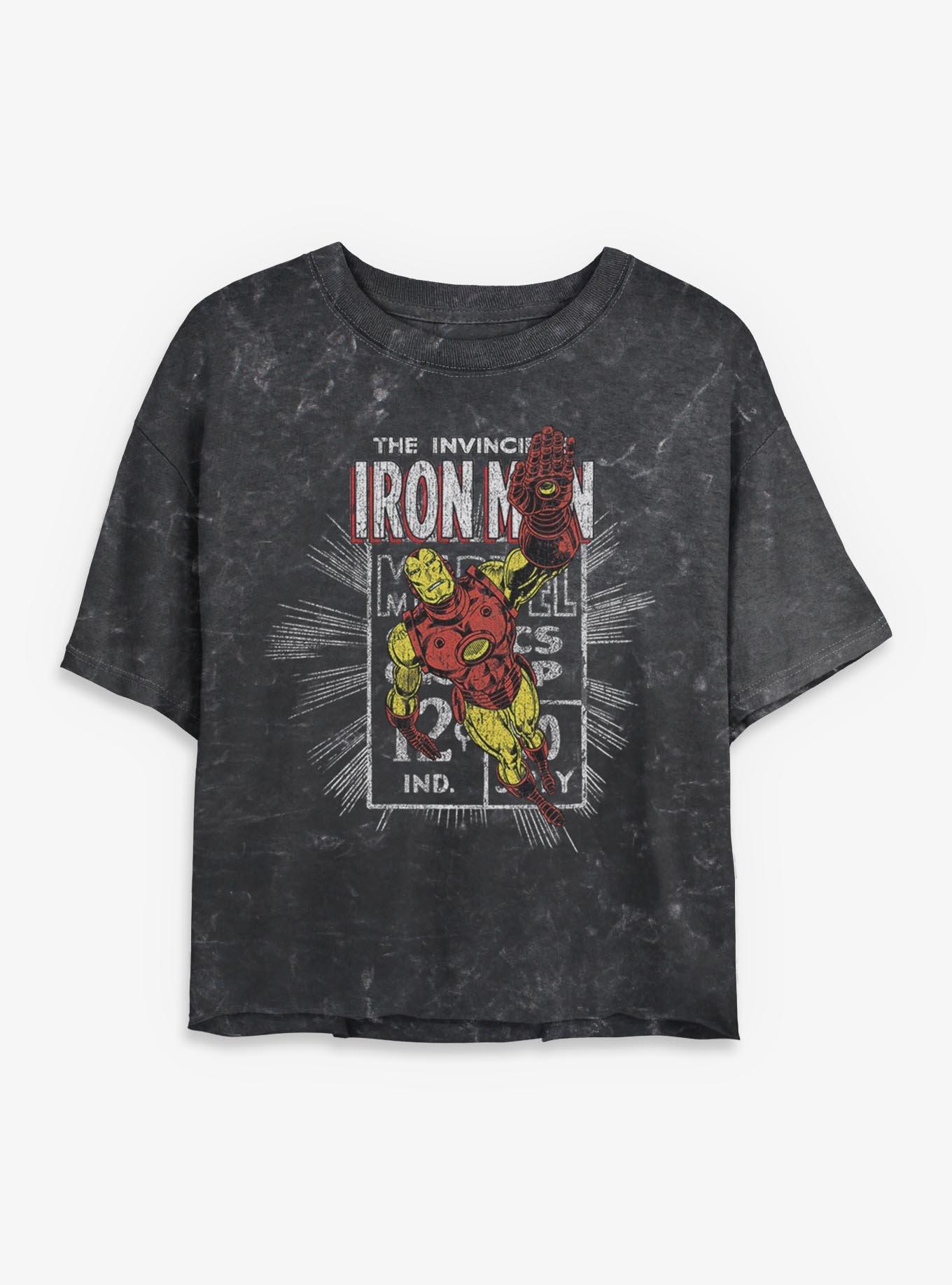 Marvel Ironman Stamp Mineral Wash Womens Crop T-Shirt