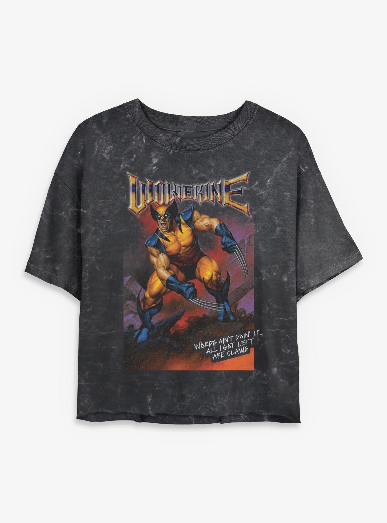 Marvel X-Men I Got Left Are Claws Mineral Wash Womens Crop T-Shirt, , hi-res