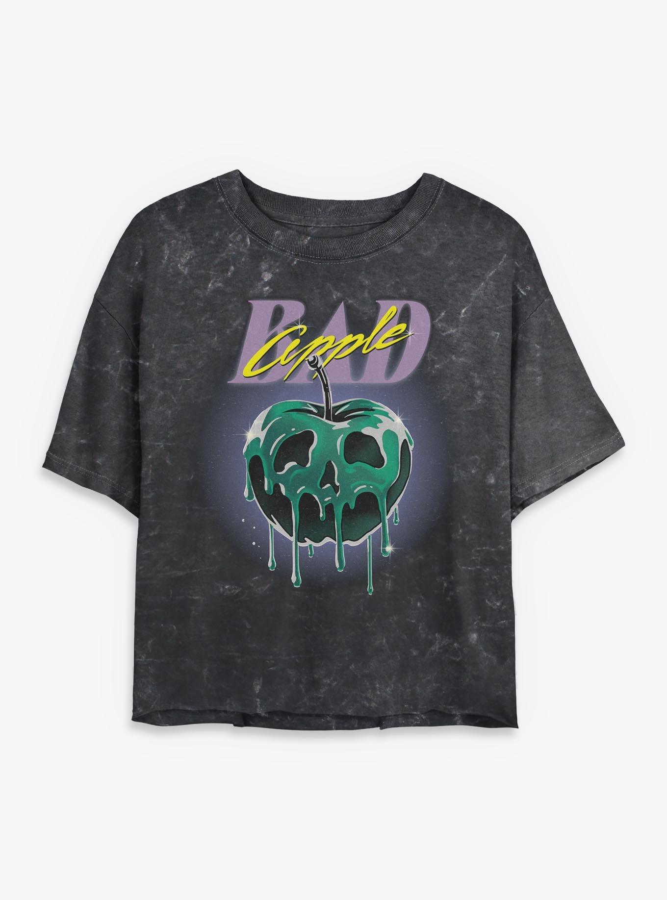 Disney Villains Bad Apple Retro Mineral Wash Womens Crop T-Shirt
