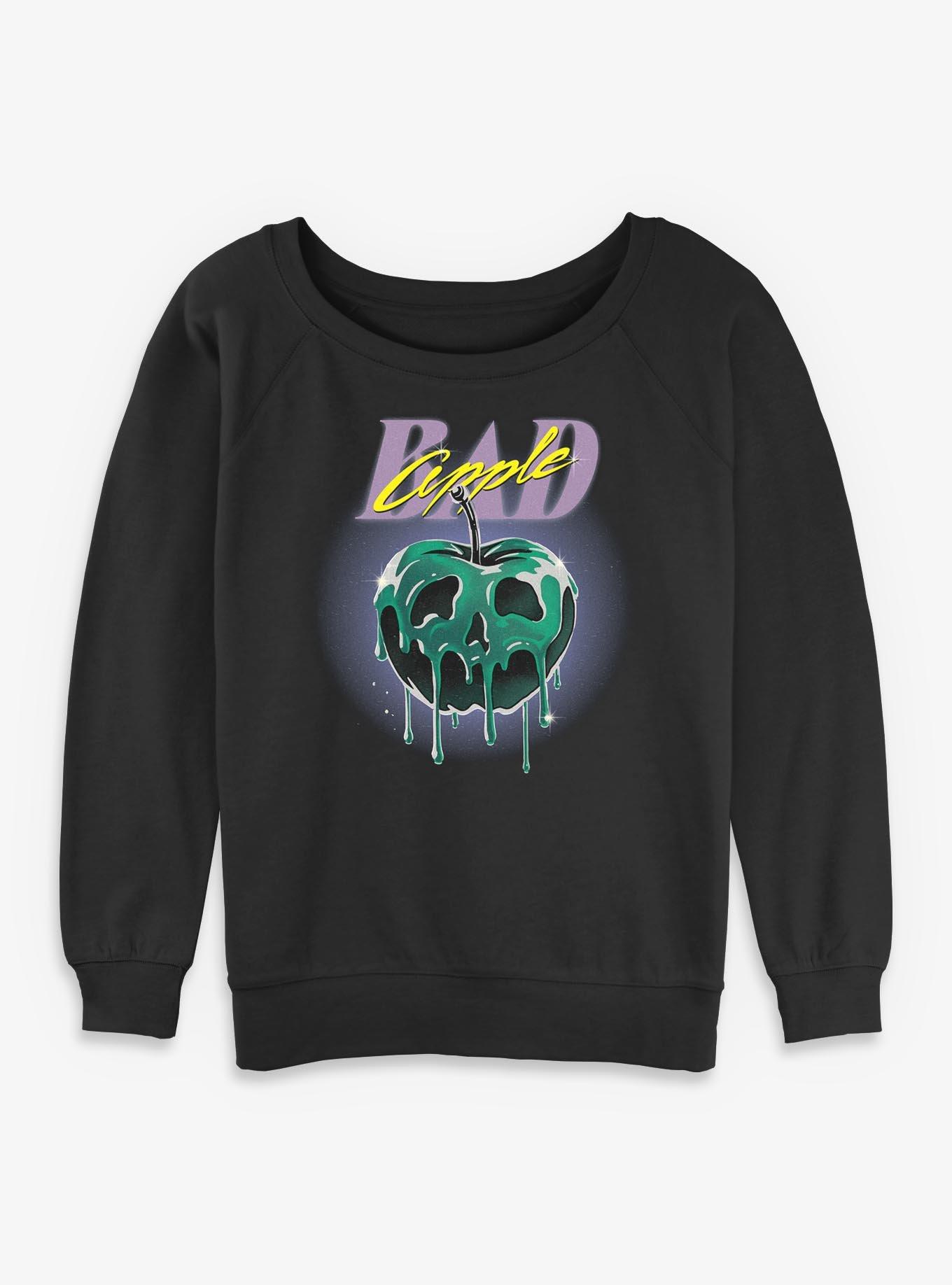 Disney Villains Bad Apple Retro Womens Slouchy Sweatshirt, BLACK, hi-res view 1