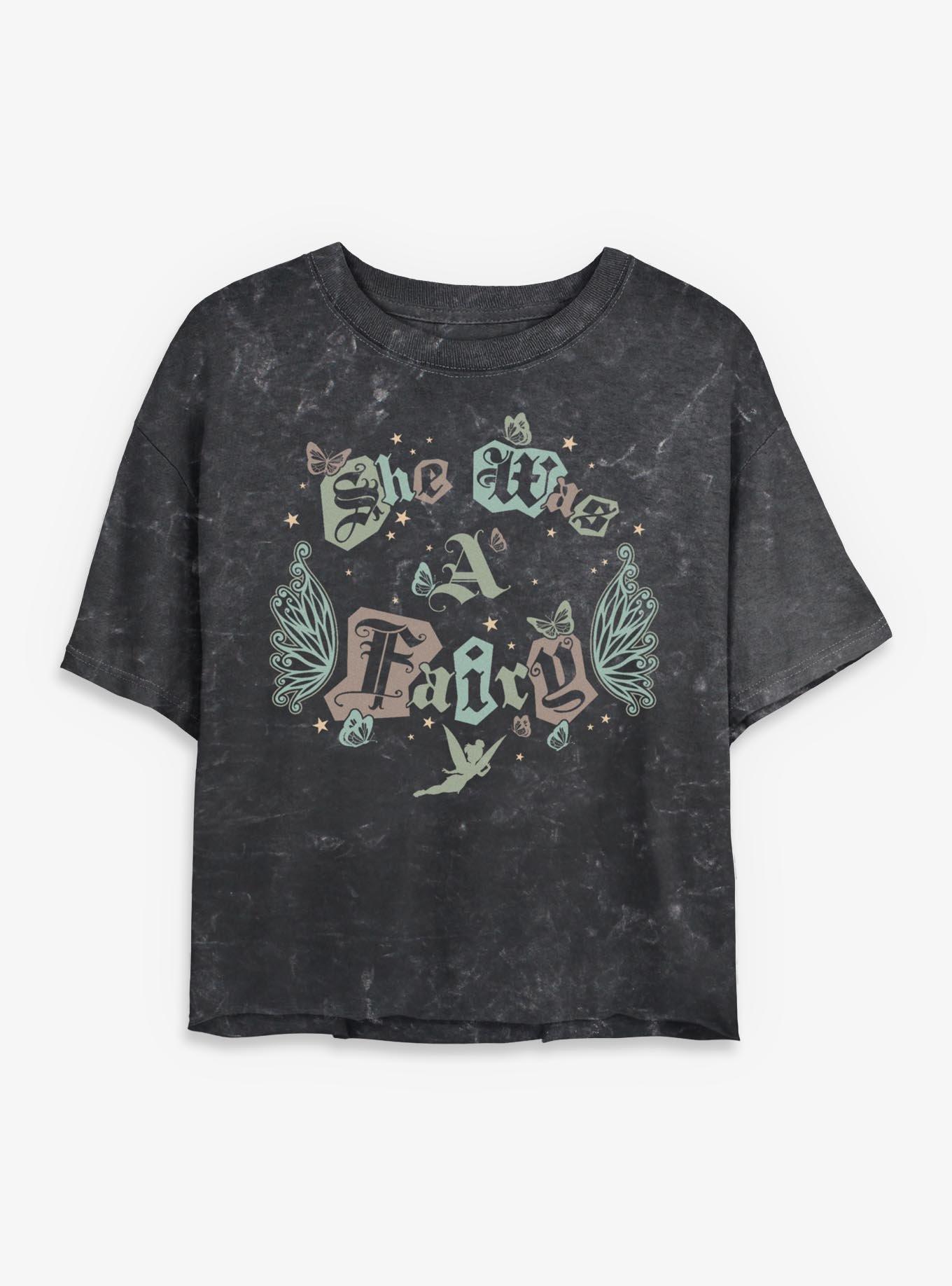Disney Tinkerbell A Fairy Mineral Wash Womens Crop T-Shirt, , hi-res