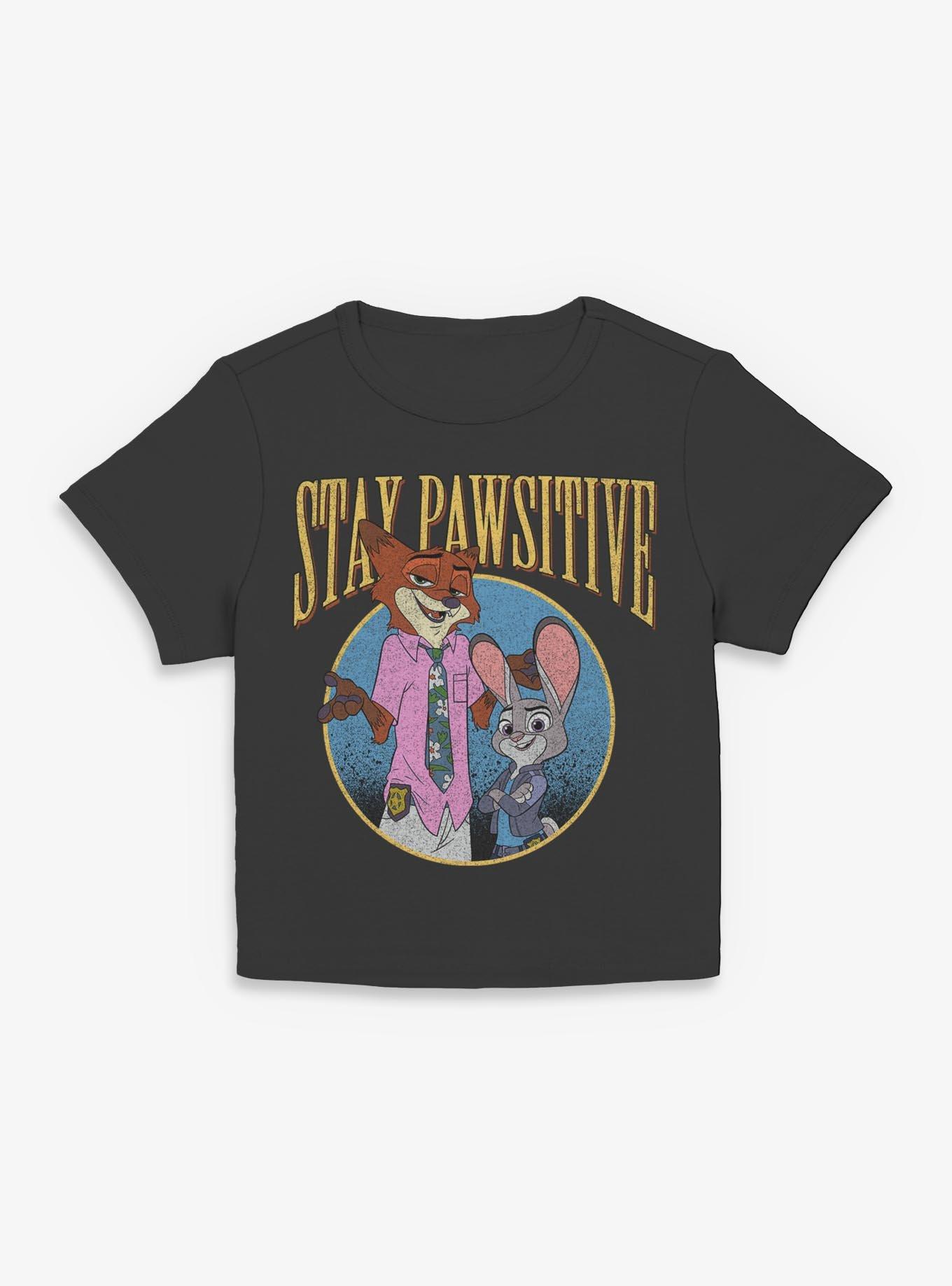 Disney Pixar Zootopia Stay Pawsitive Womens Baby Tee, , hi-res