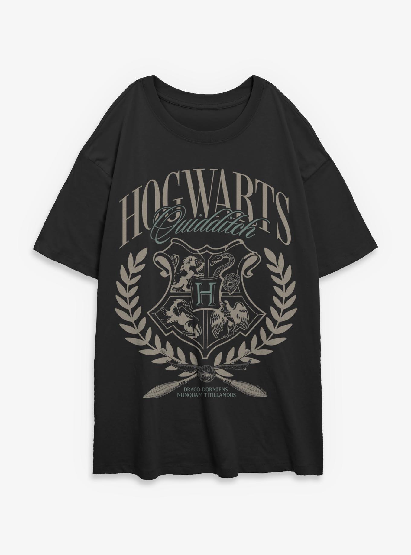 Harry Potter Quidditch Hogwarts Crest Womens Oversized T-Shirt, , hi-res