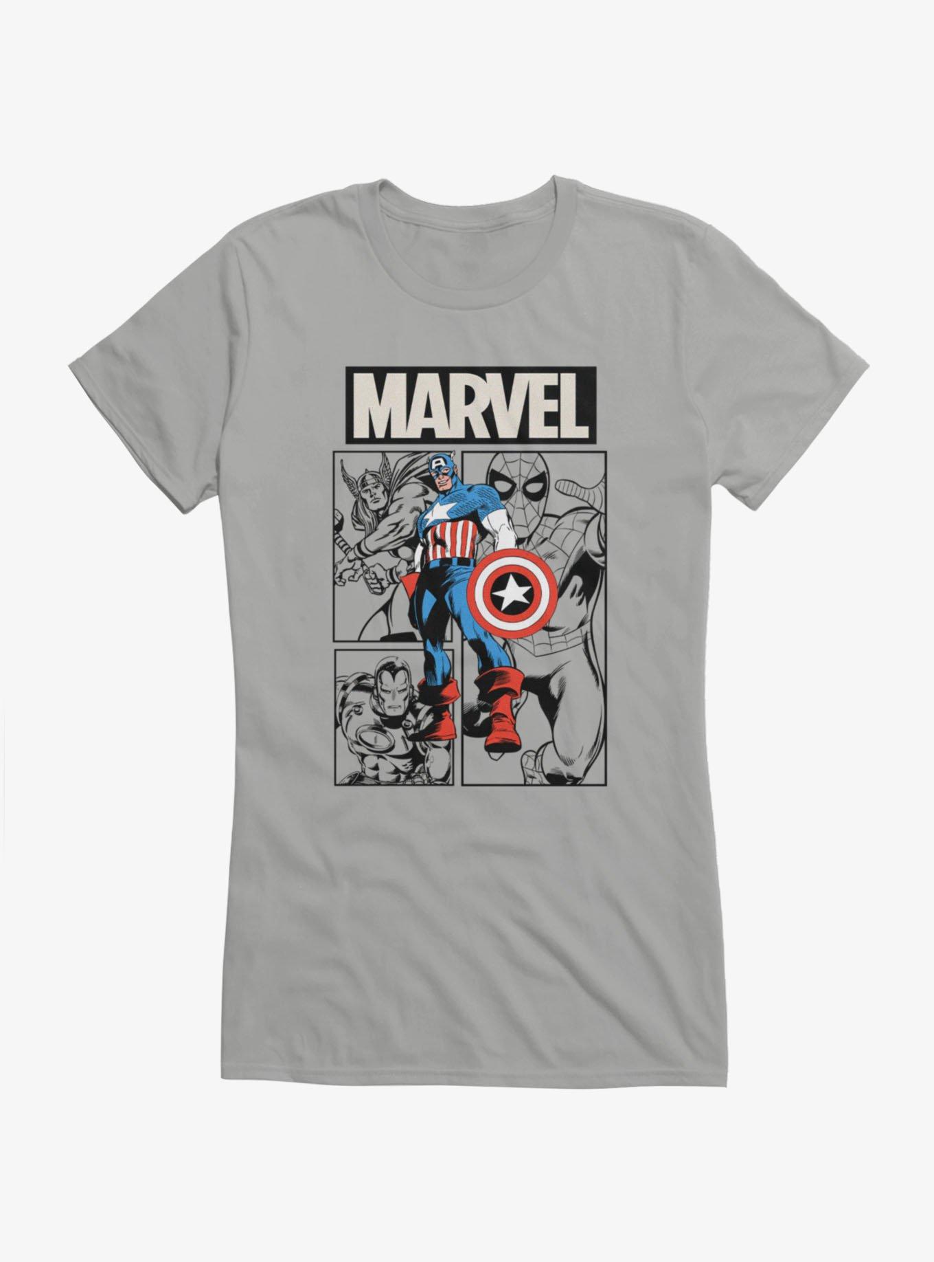 Marvel Retro Captain America And Team Girls T-Shirt, , hi-res