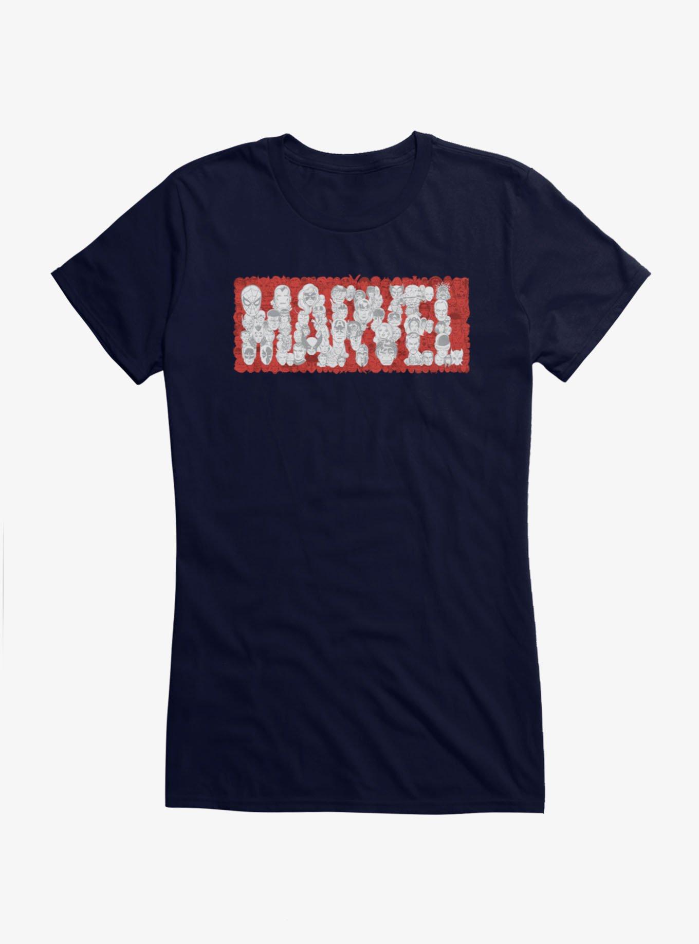 Marvel Wonder Man Heroes Faces Marvel Logo Girls T-Shirt