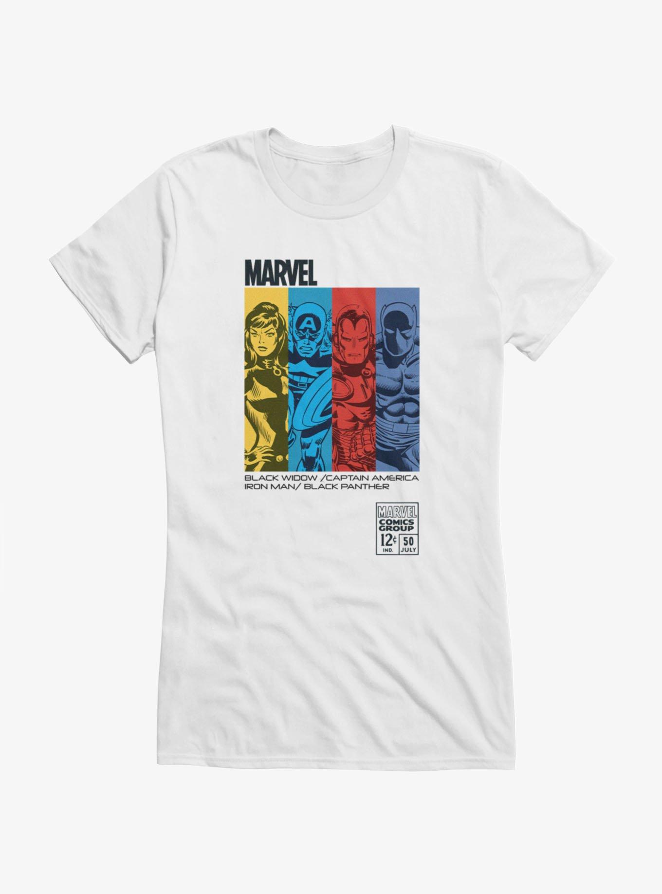 Marvel Retro Color Panel Group Shot Girls T-Shirt, WHITE, hi-res view 1