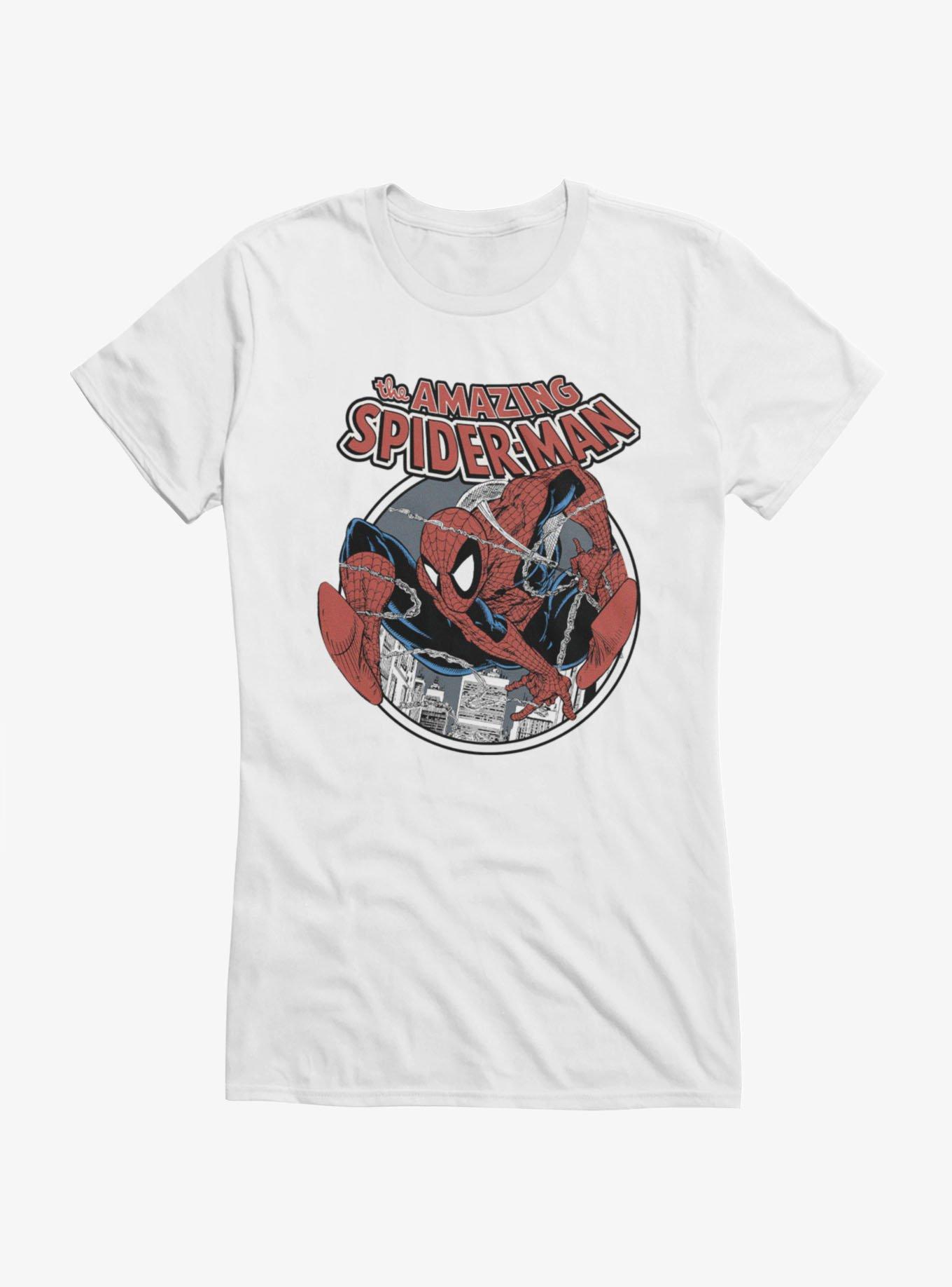 Marvel Spider-Man Retro Web Sling Circle Logo Girls T-Shirt
