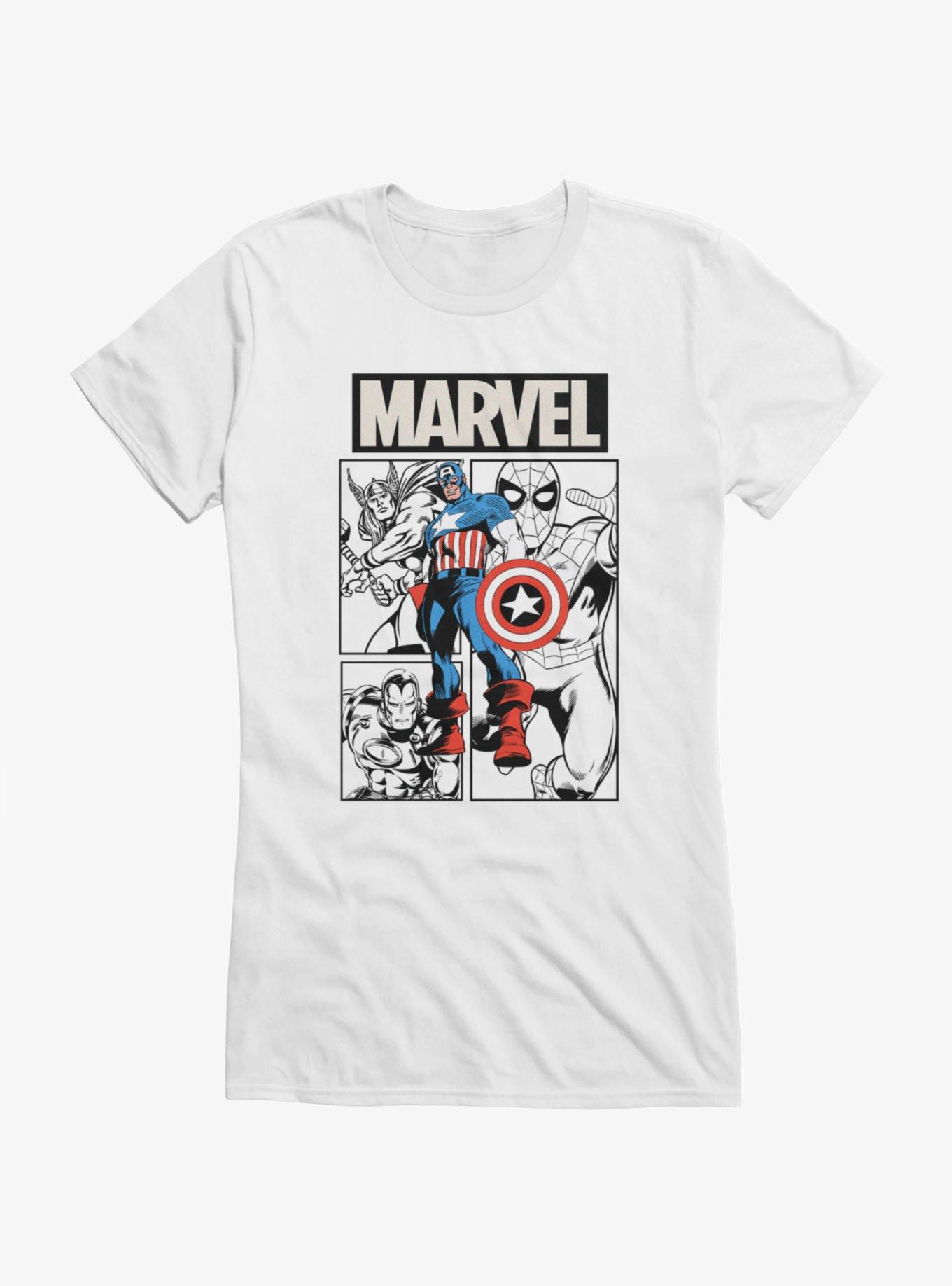 Marvel Retro Captain America And Team Girls T-Shirt, , hi-res