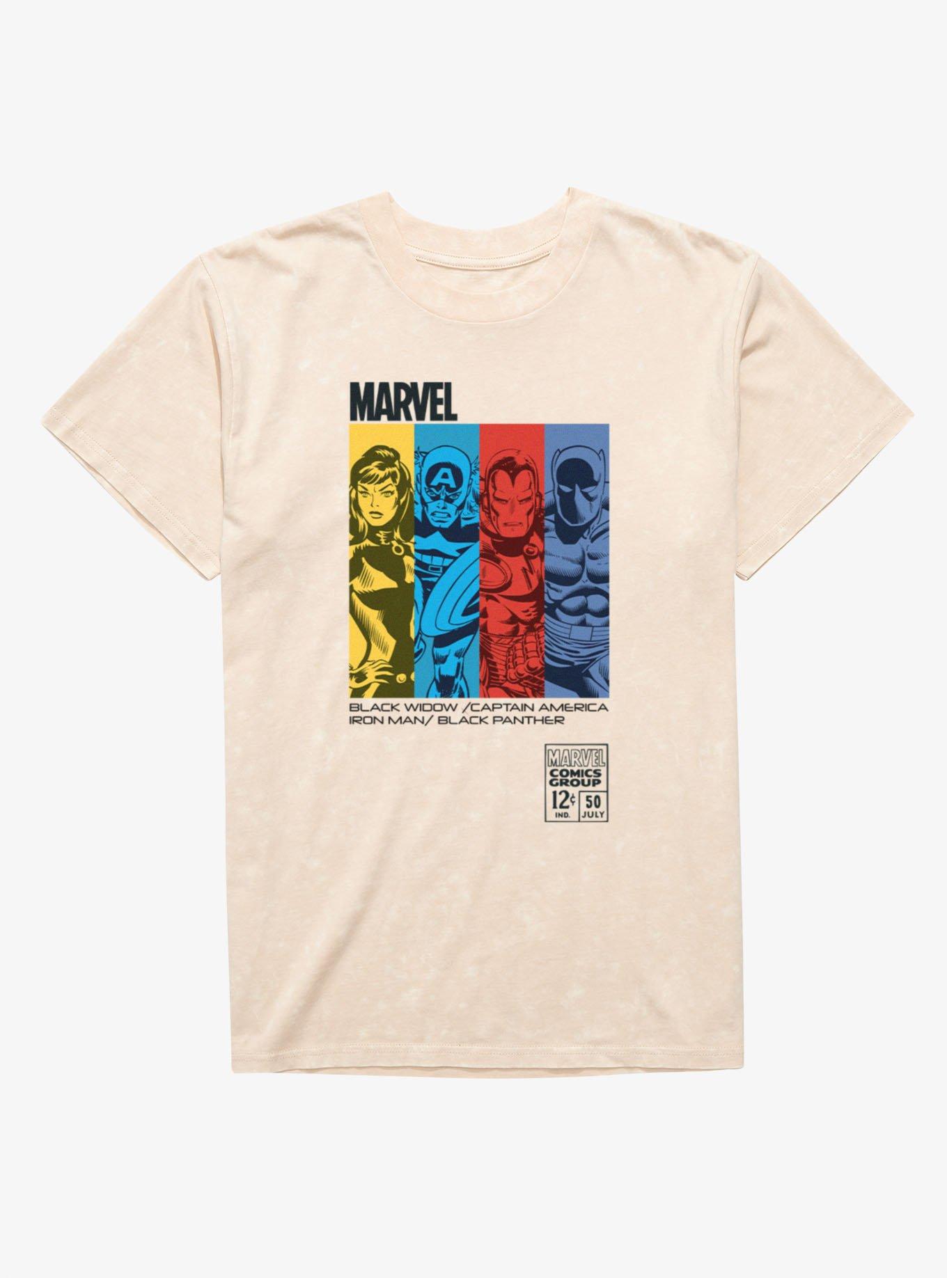 Marvel Retro Color Panel Group Shot Mineral Wash T-Shirt, , hi-res