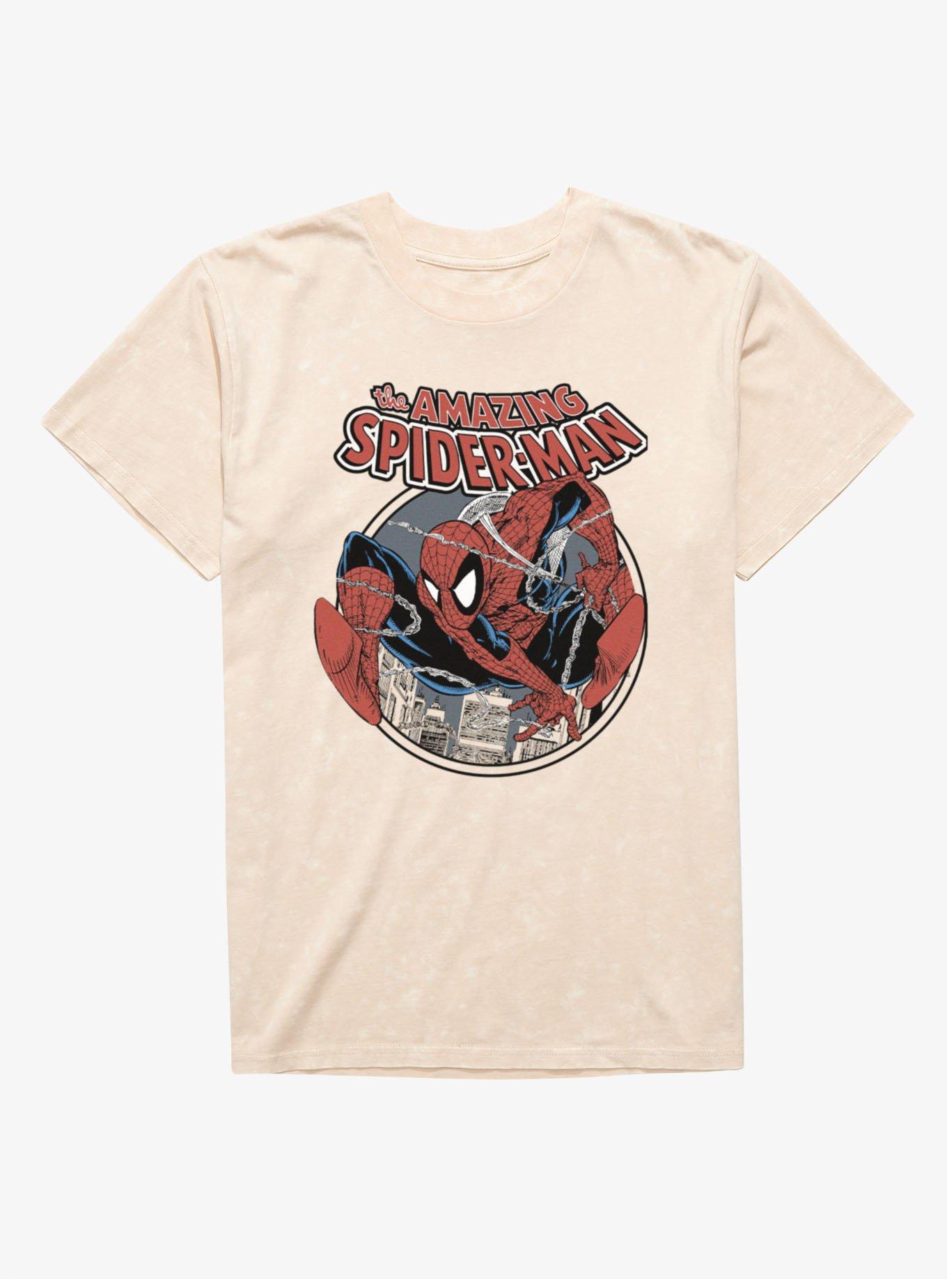 Marvel Spider-Man Retro Web Sling Circle Logo Mineral Wash T-Shirt, , hi-res