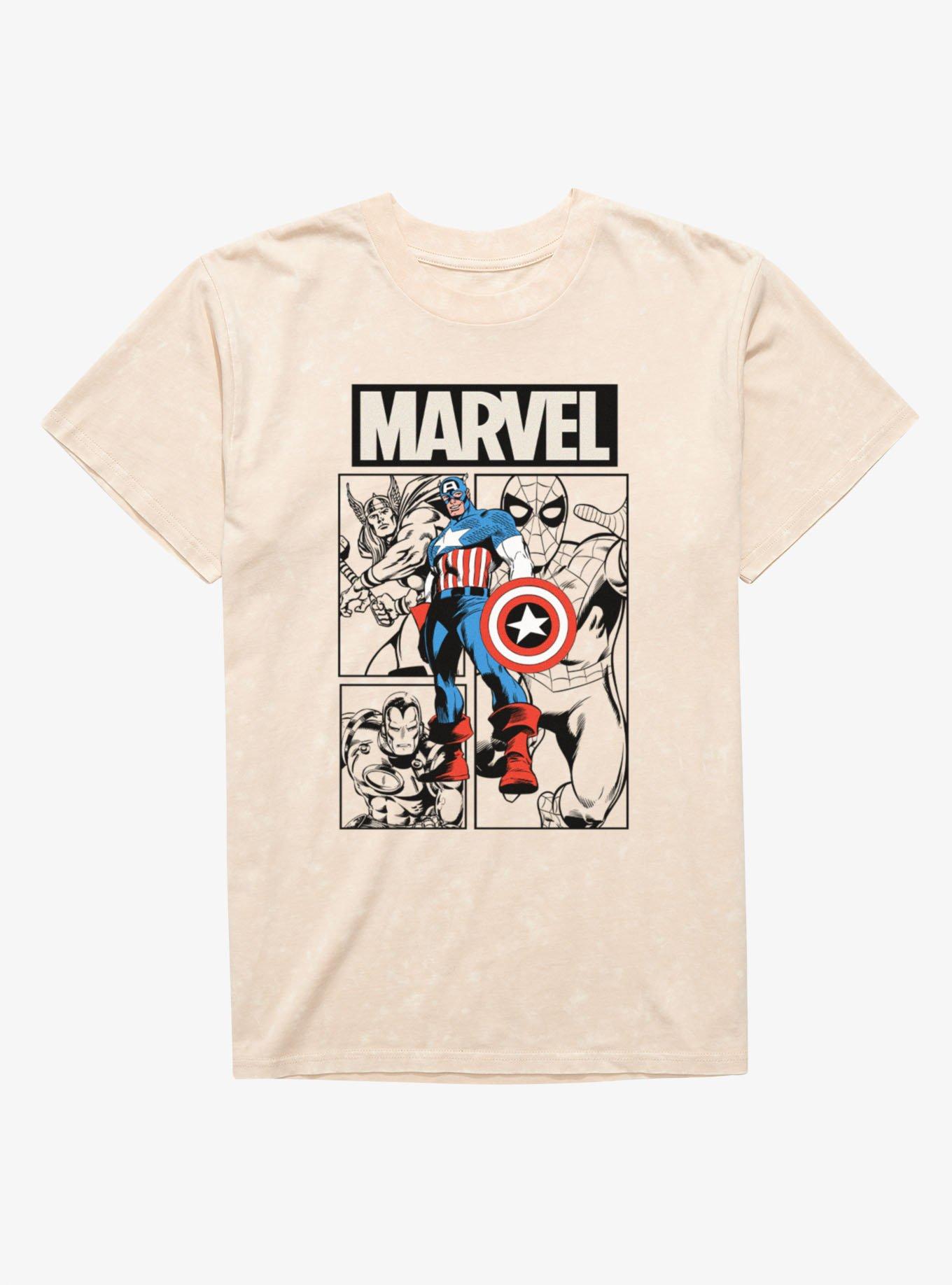 Marvel Retro Captain America And Team Mineral Wash T-Shirt, , hi-res