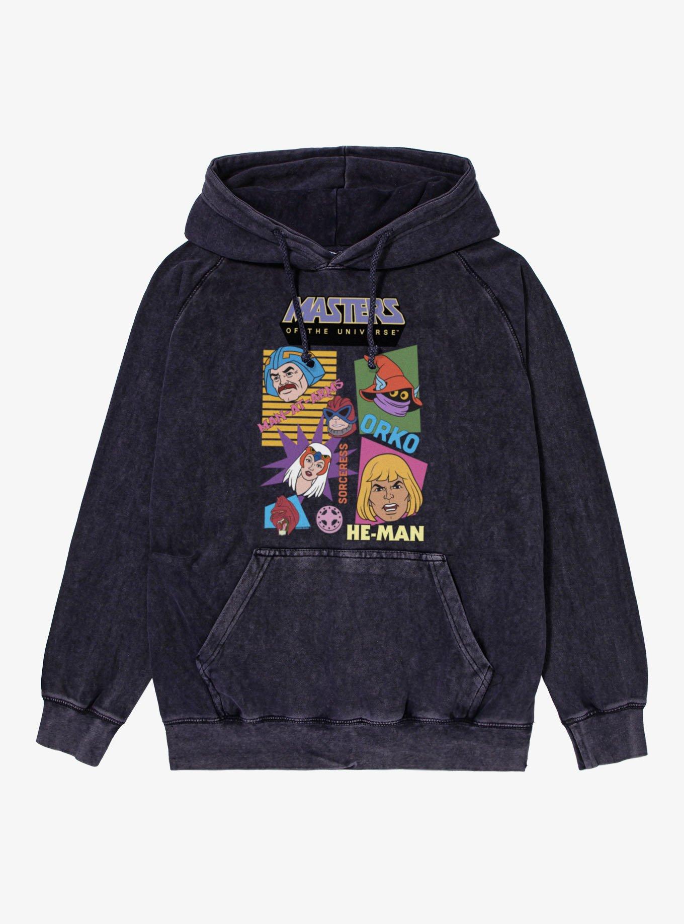 Masters Of The Universe Retro Hero Faces Mineral Wash Hoodie, , hi-res