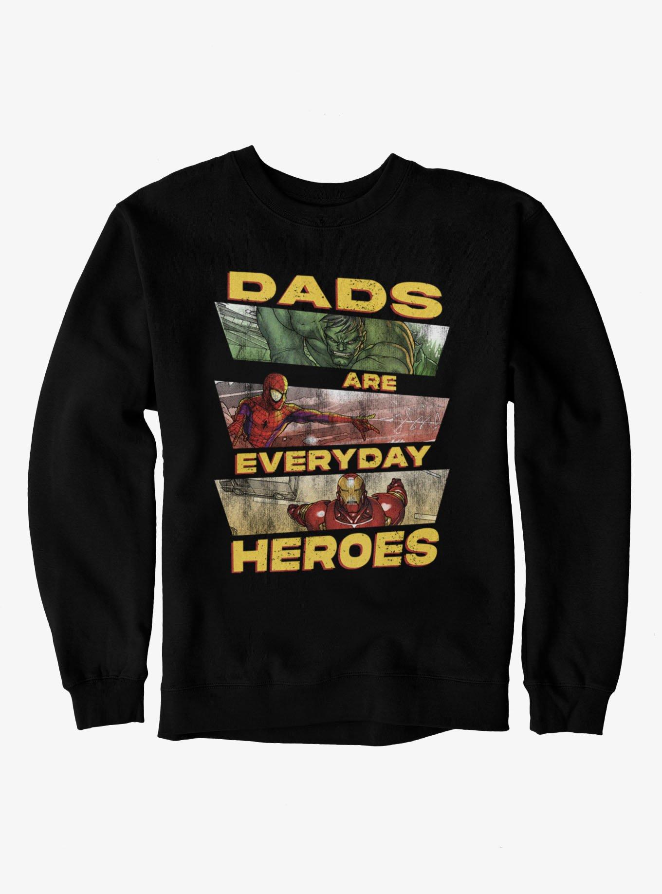 Marvel Comics Dads Are Everyday Heroes Panel Hulk Spier-Man Iron Man Sweatshirt, , hi-res