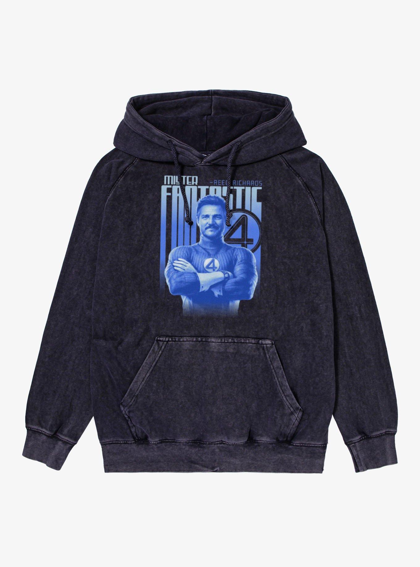 Marvel Fantastic 4 Mister Fantastic In Blue Reed Richards Mineral Wash Hoodie, , hi-res