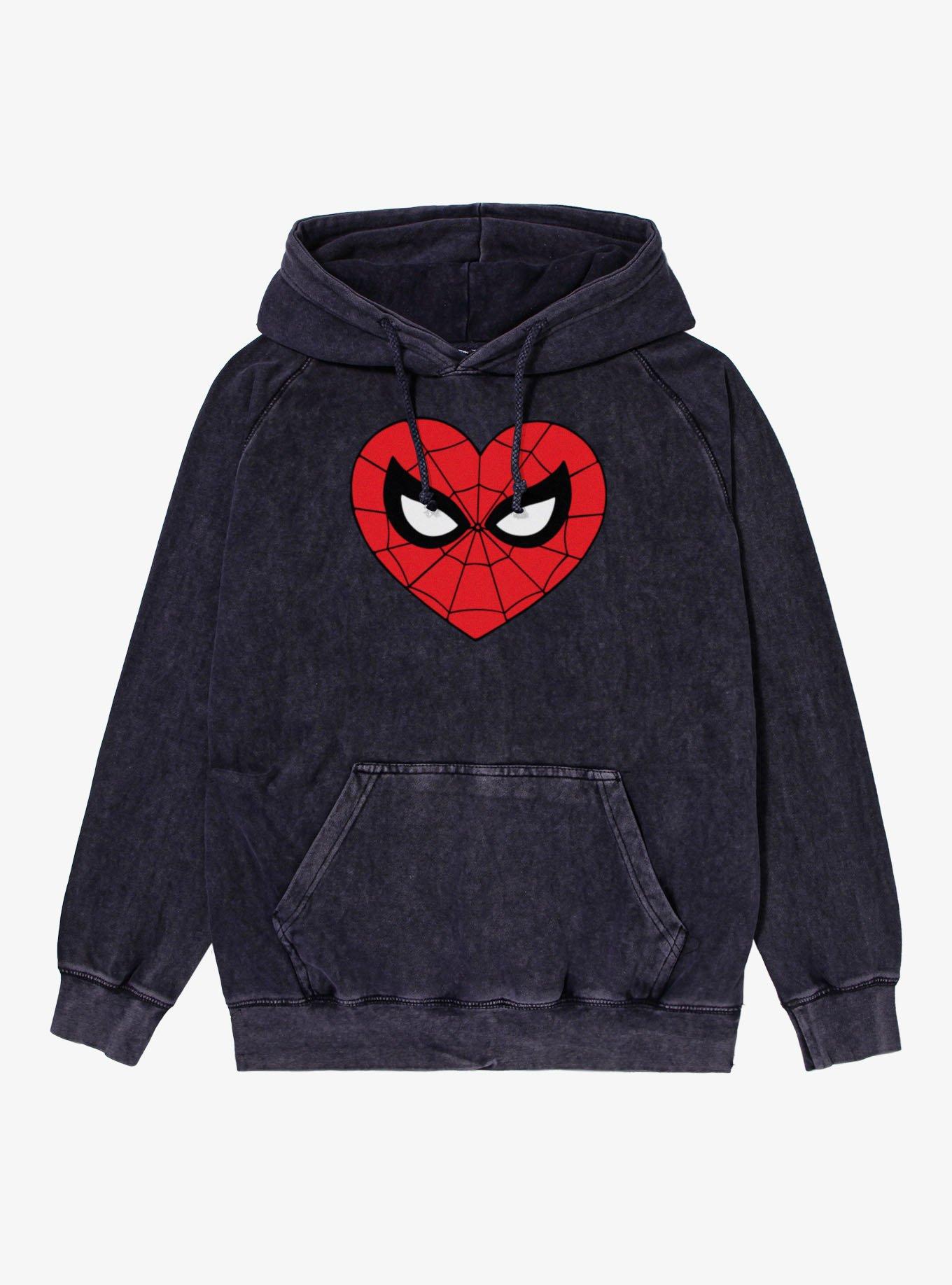 Marvel Spider-Man Heart Face Icon Mineral Wash Hoodie